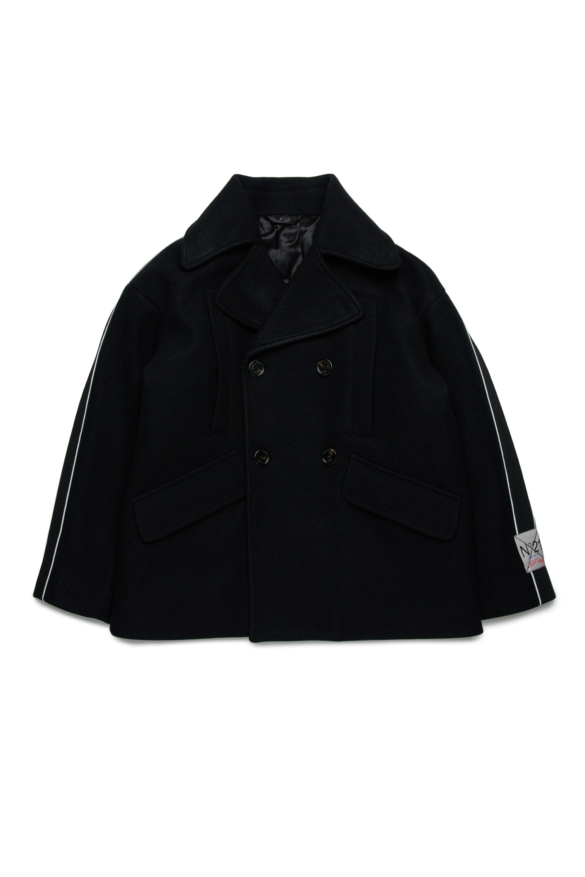 Long double-breasted peacoat coat
