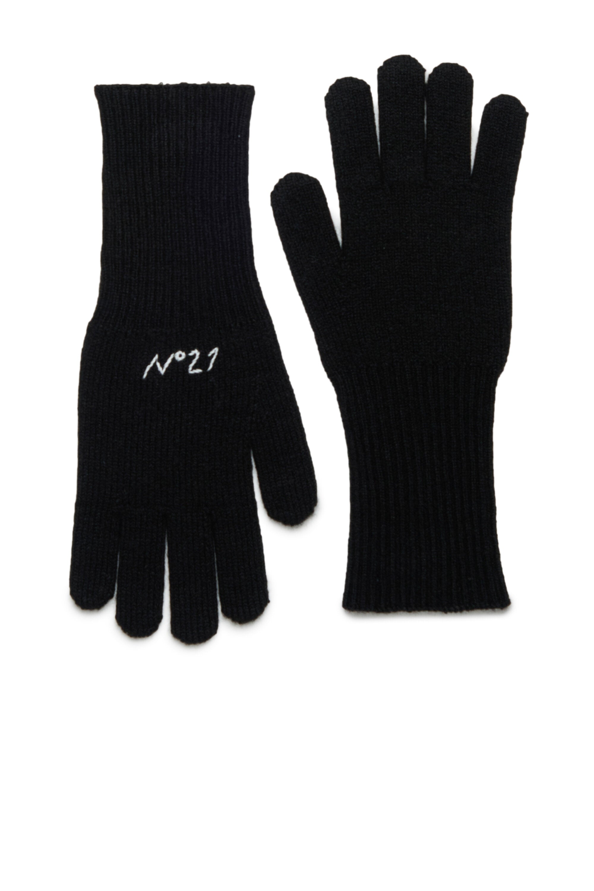 wool-blend gloves with logo