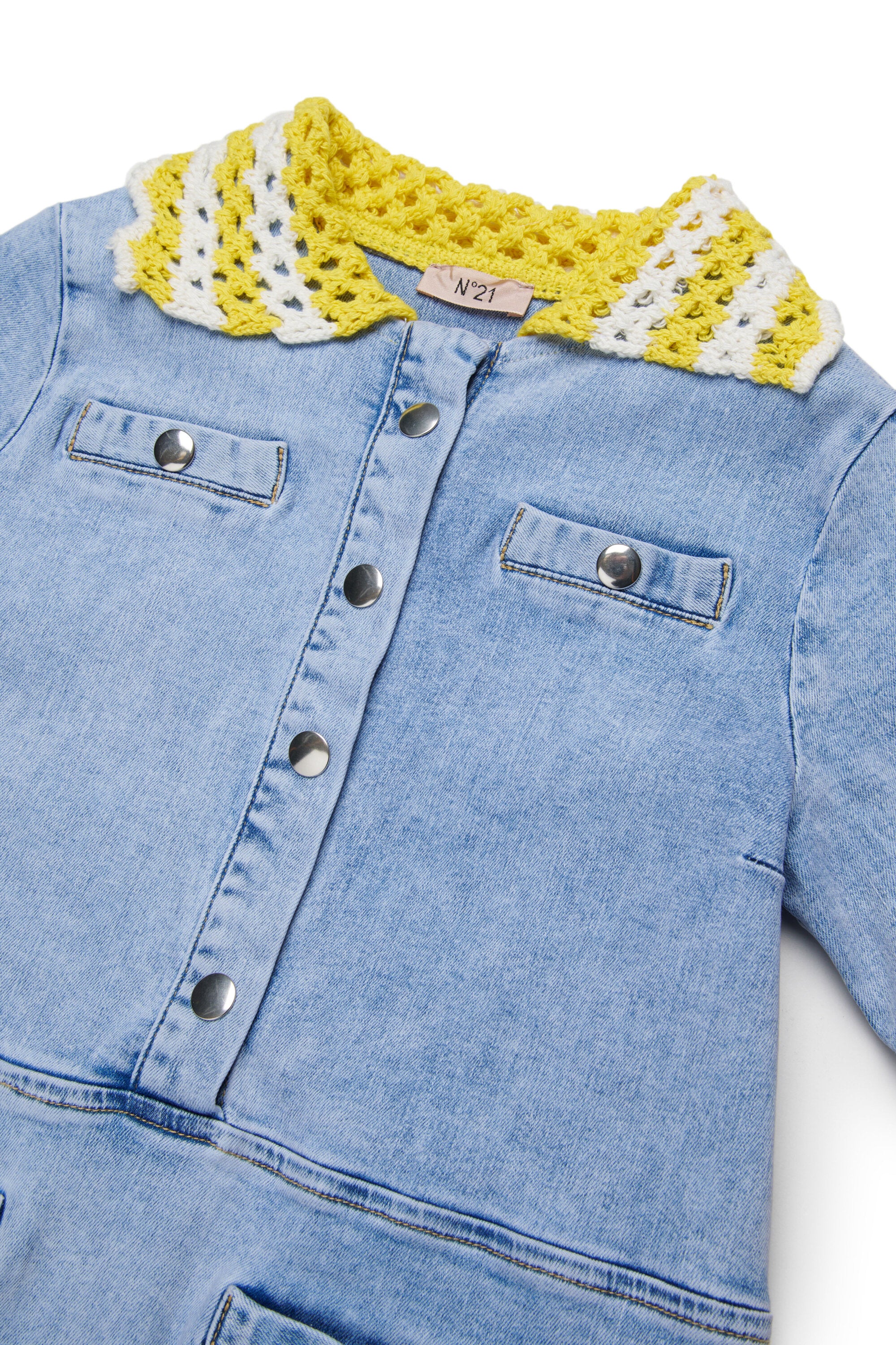 Dress with knitted collar