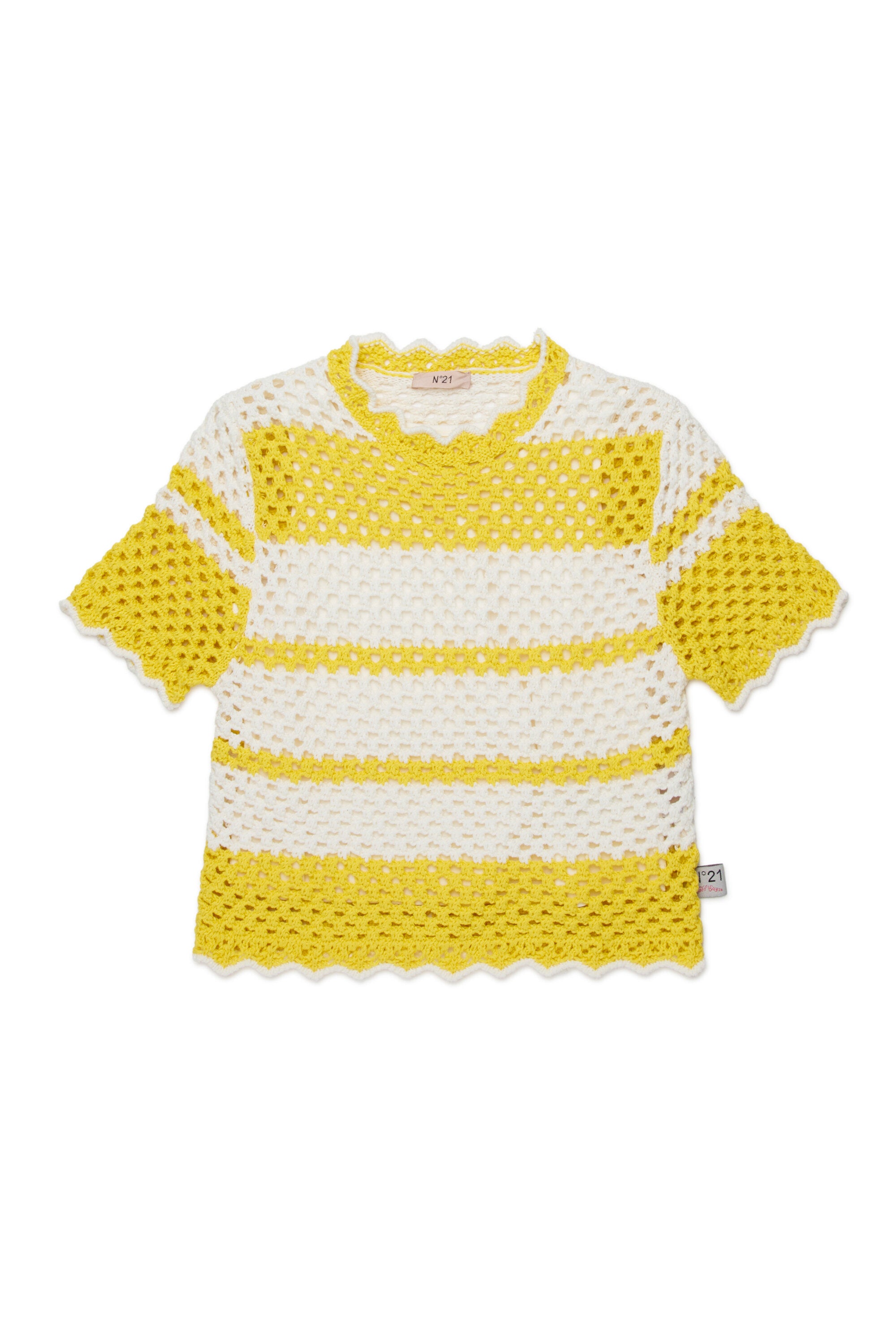 ネット編みクルーネックプルオーバー