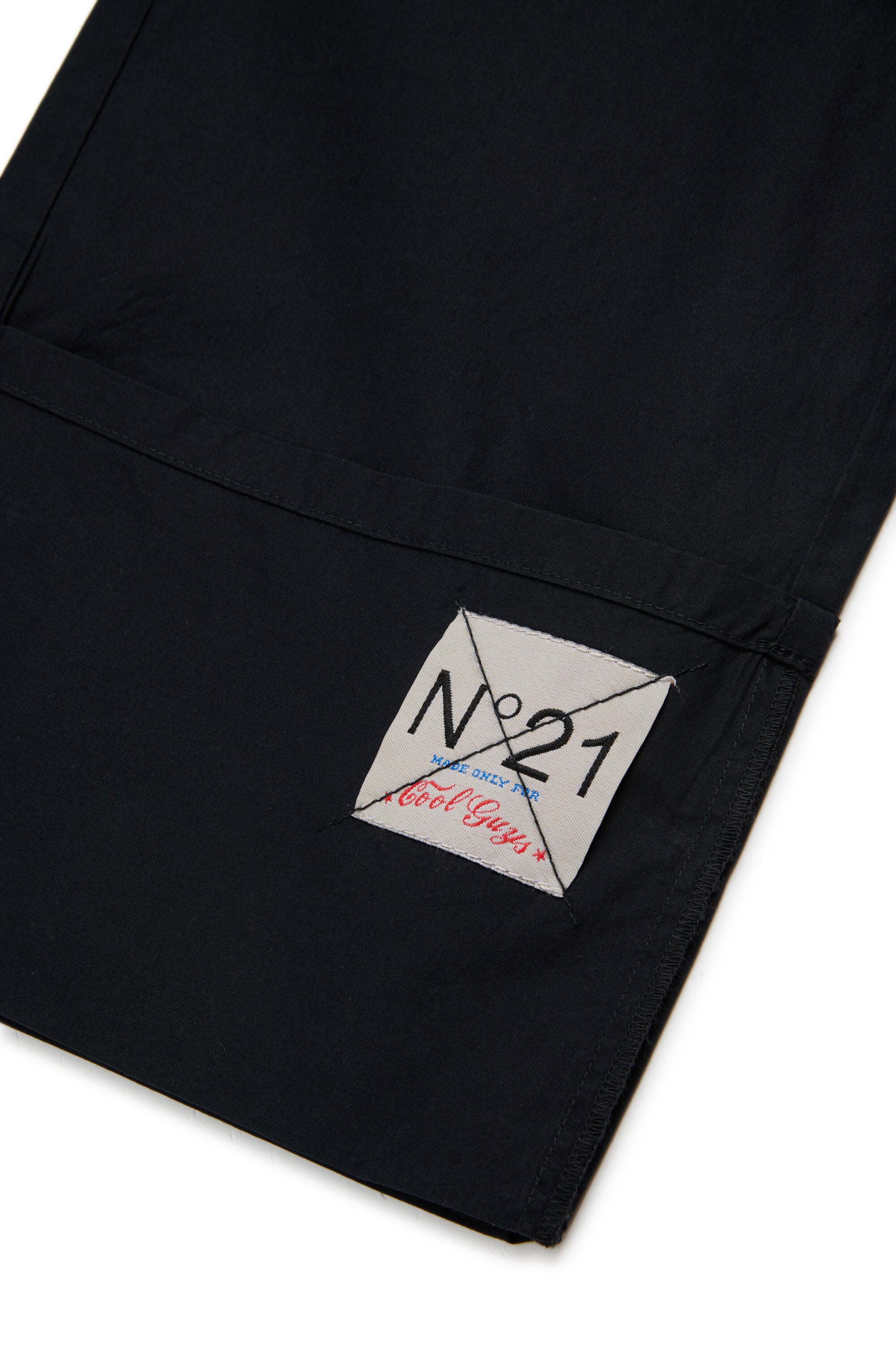 Pants with logo and turn-up