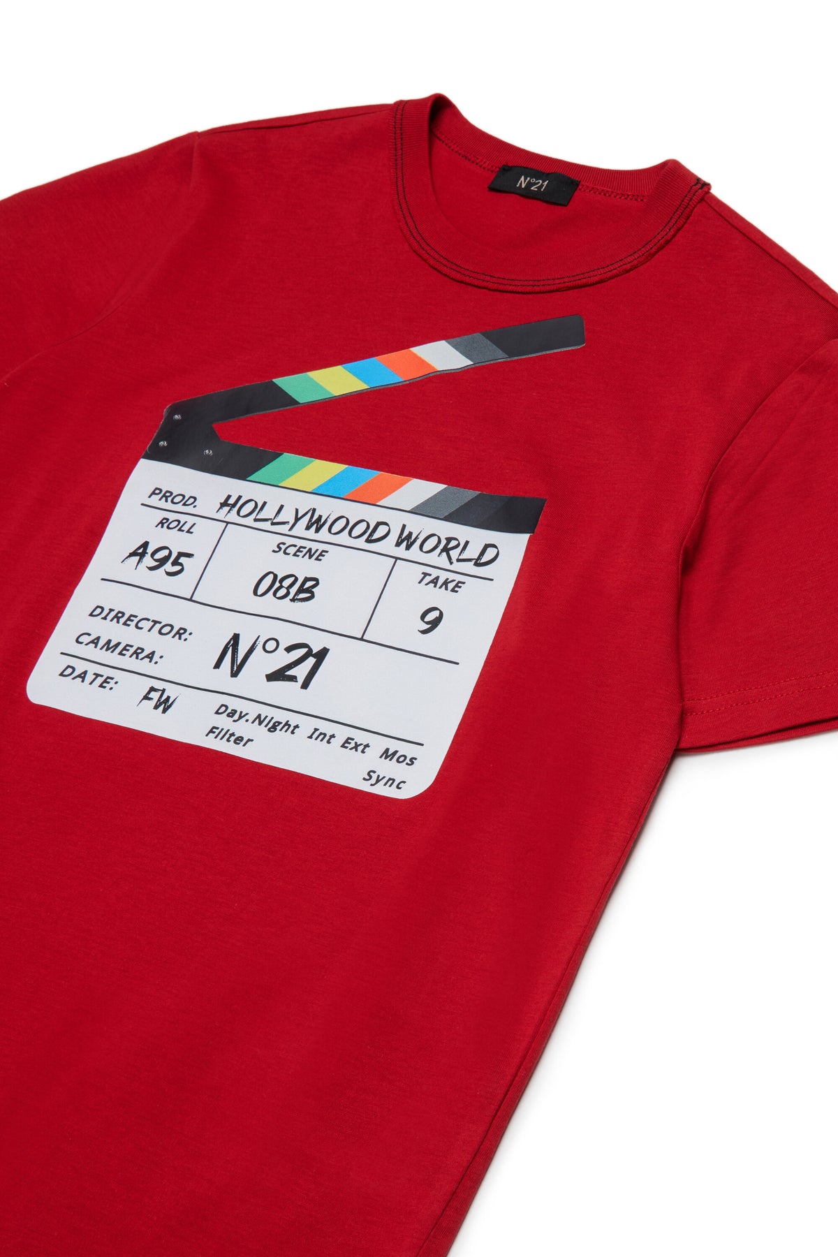 映画のカチンコ柄プリントTシャツ