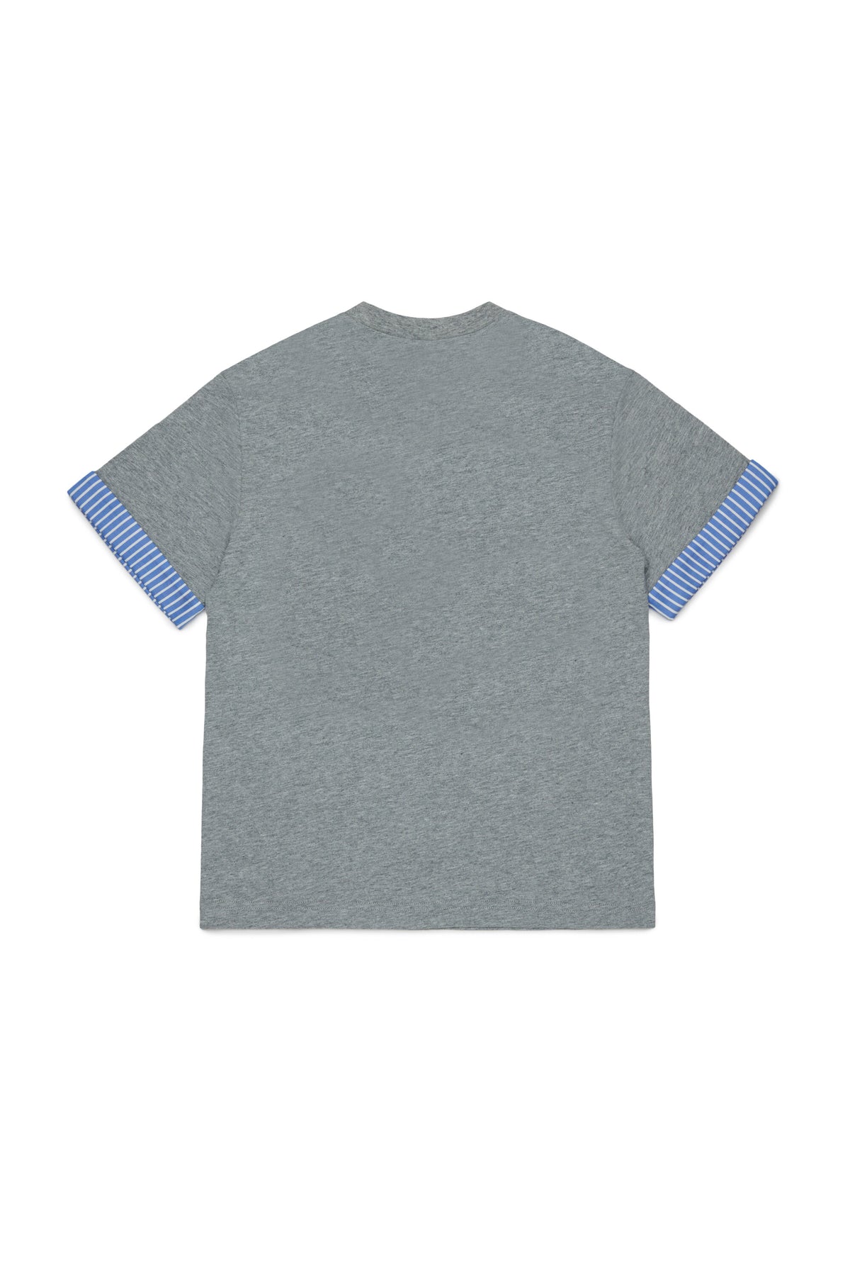T-shirt with print and striped sleeves