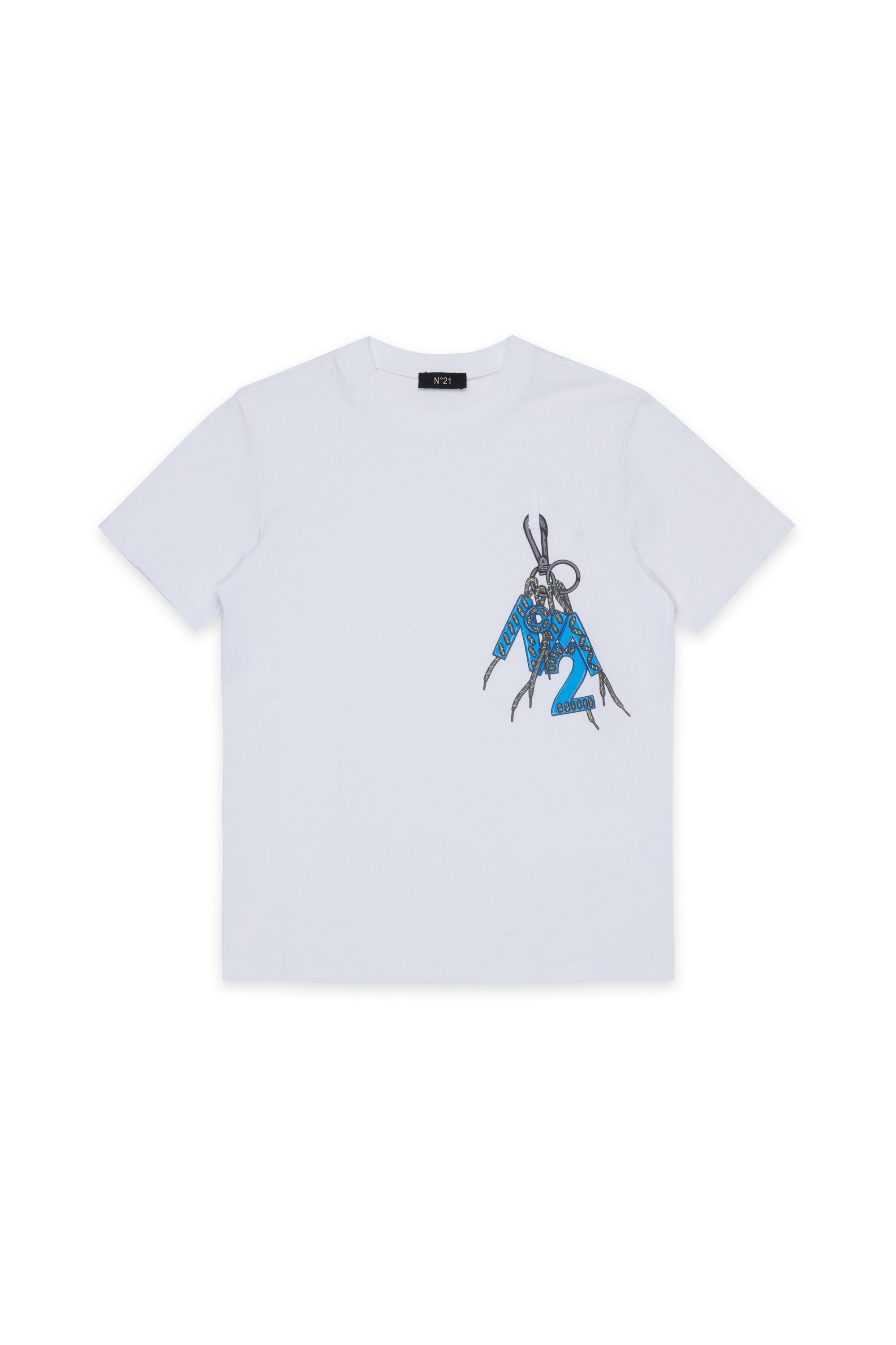 フロントにグラフィックプリントのTシャツ