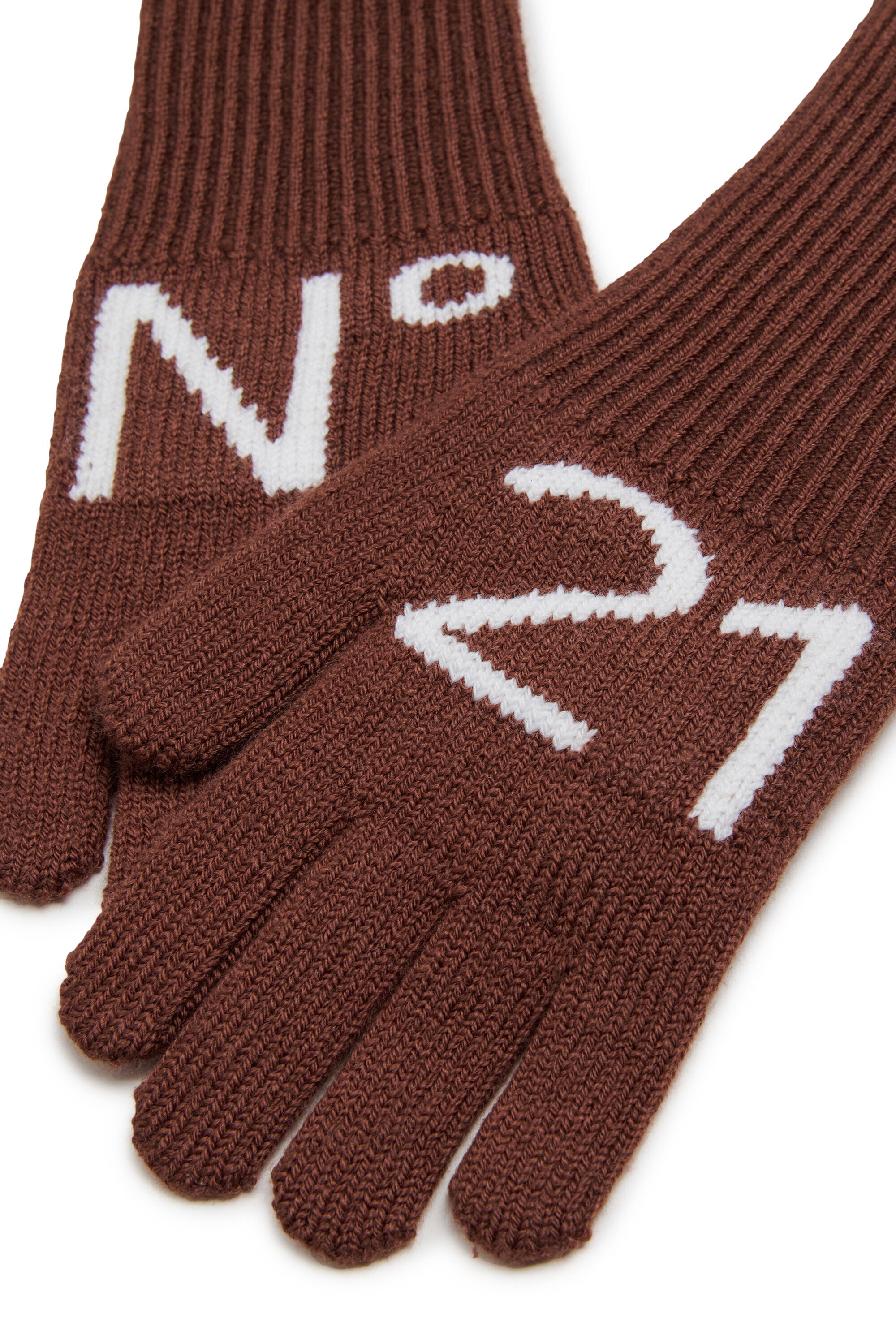 Knitted gloves with logo