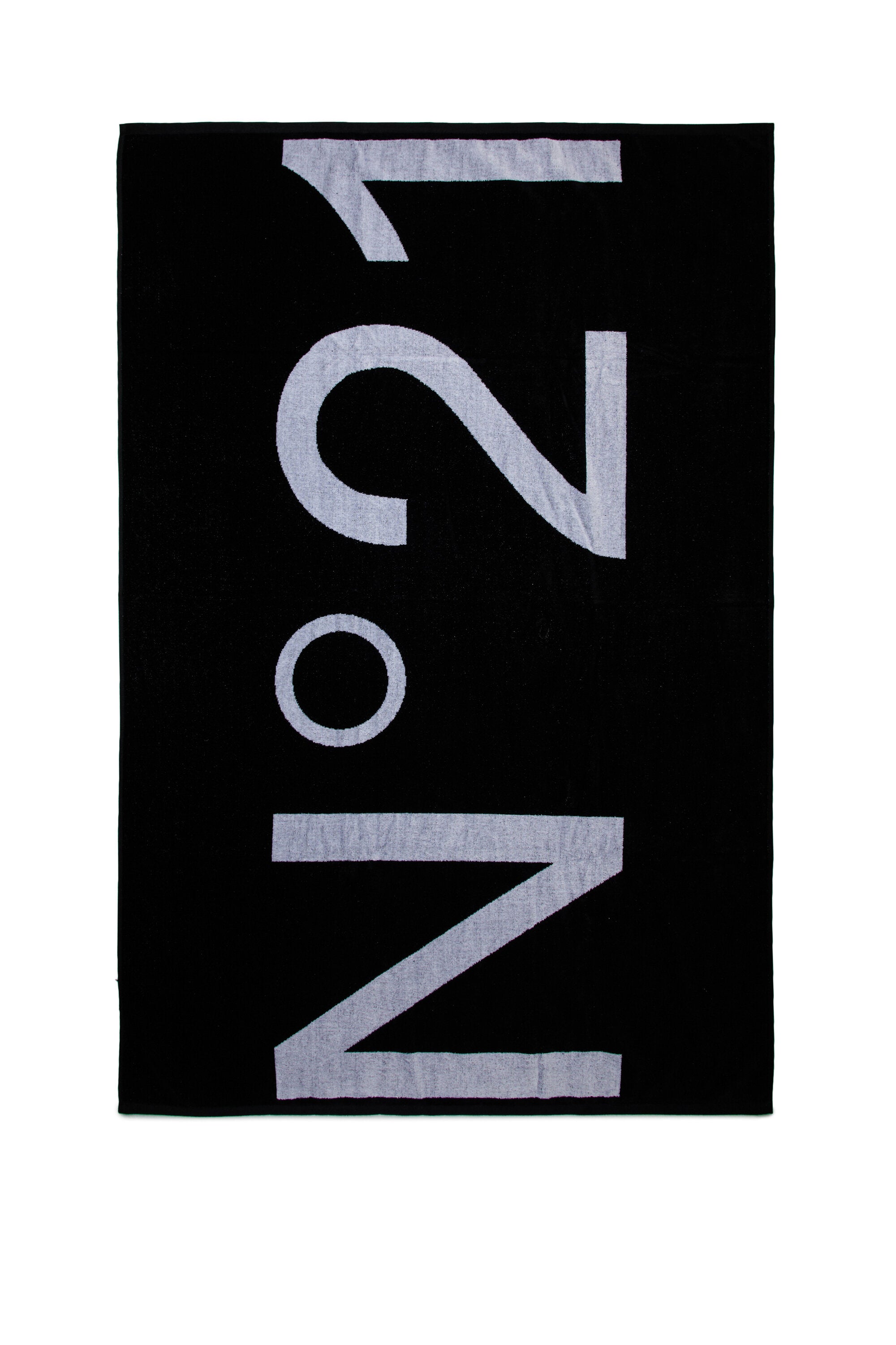 Black terry beach towel with maxi-logo