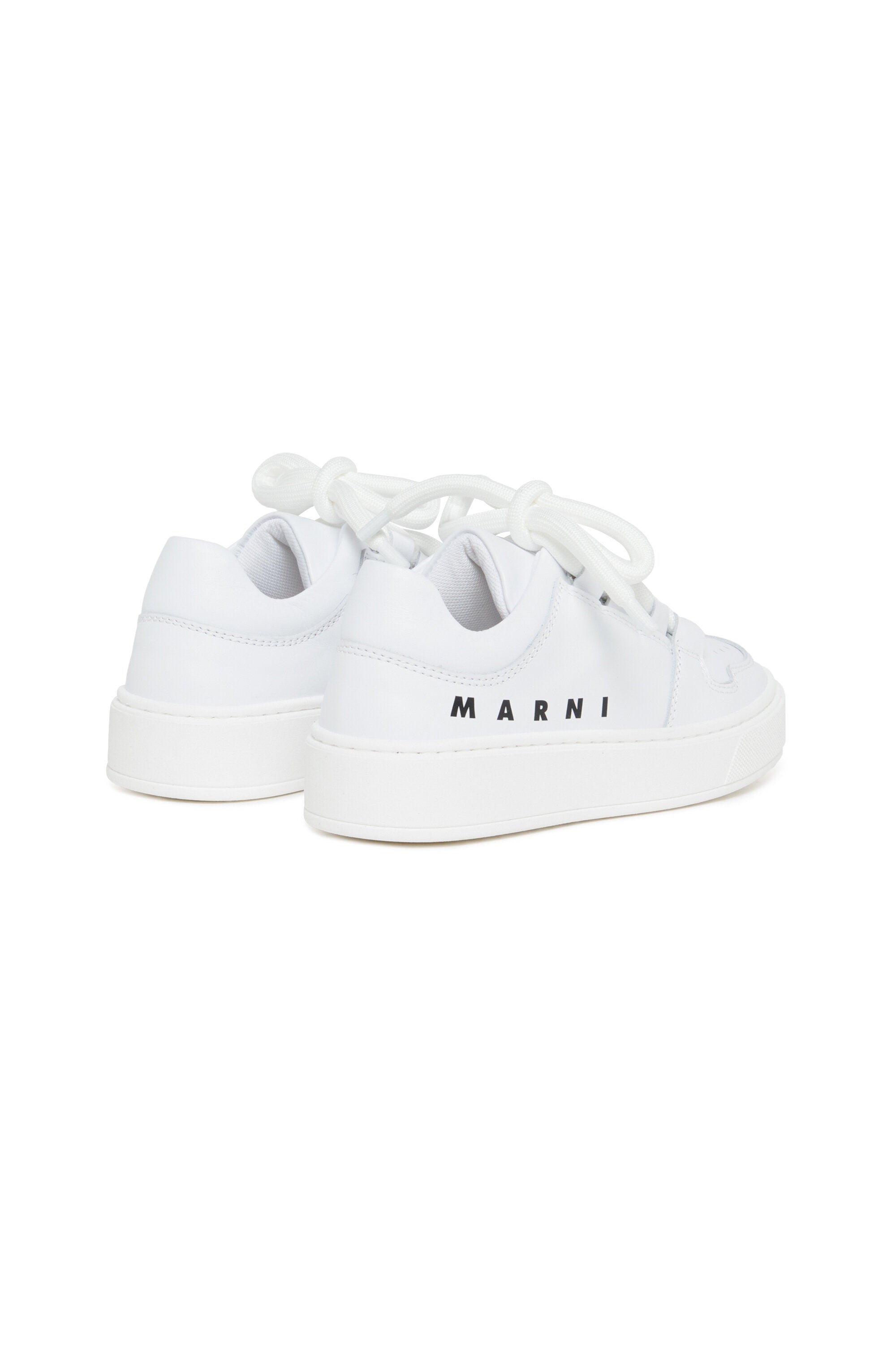 Leather low trainers with logo