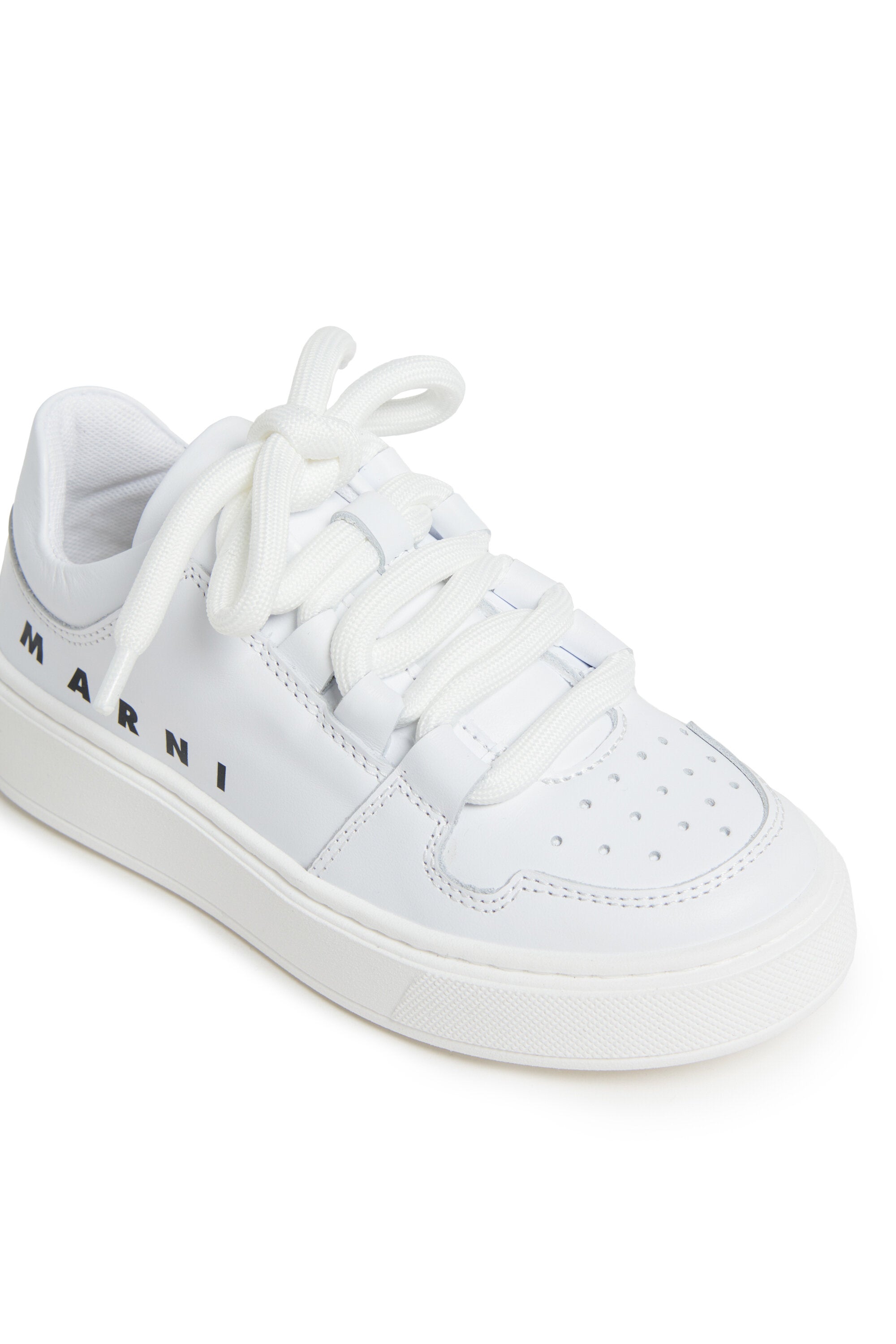 Leather low trainers with logo