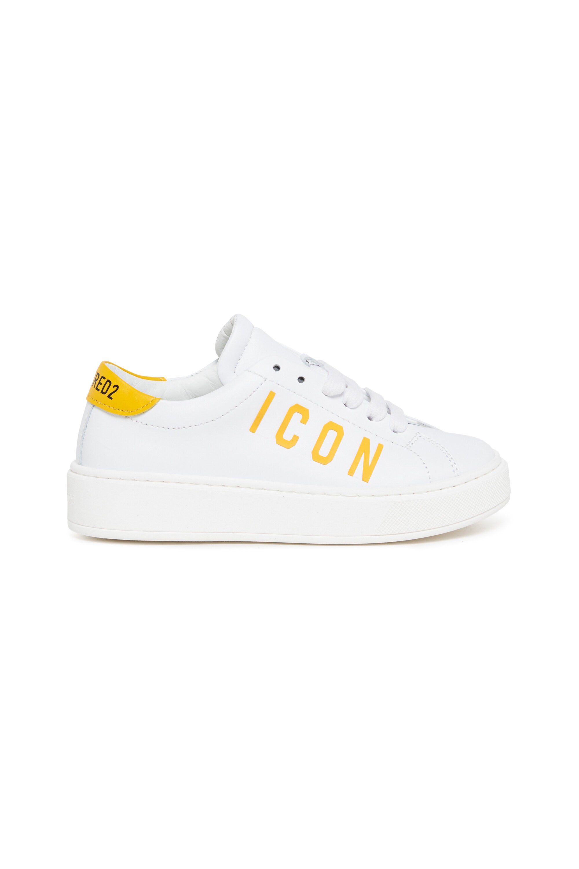 Leather low trainers with ICON logo
