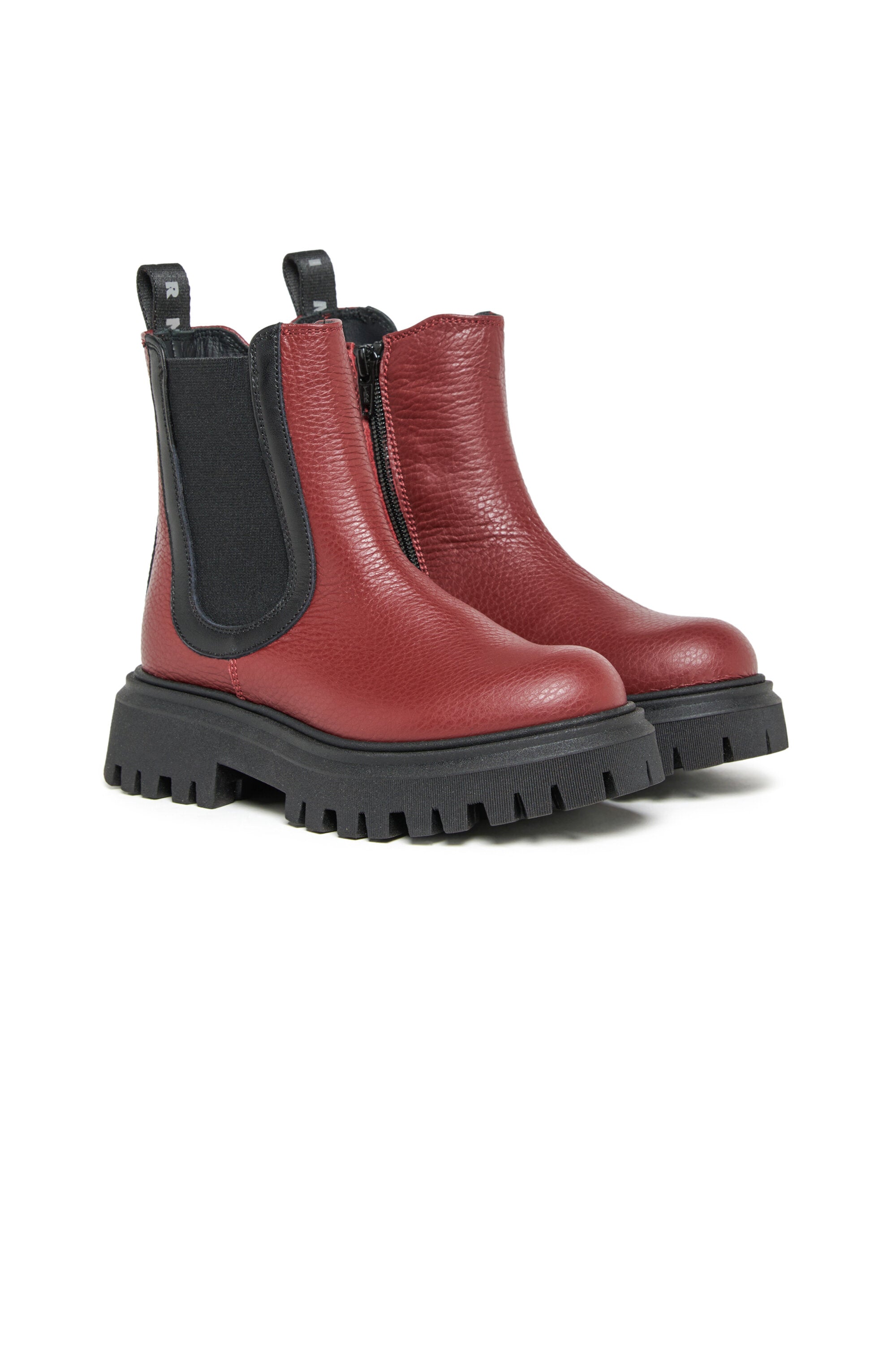 コントラストカラーのゴムバンド付きチェルシーブーツ