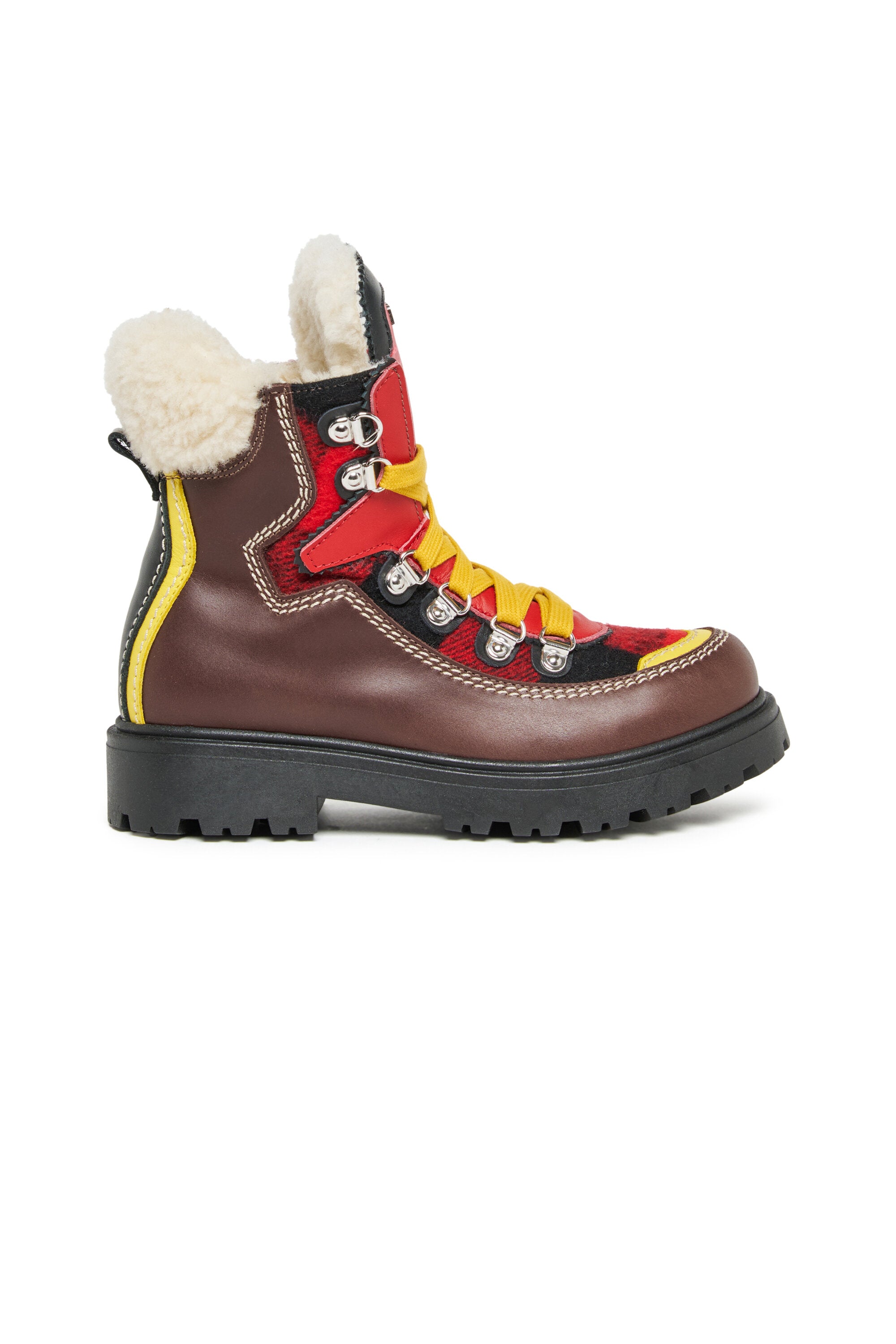 カラーブロック・レザー・ハイキング・ブーツ