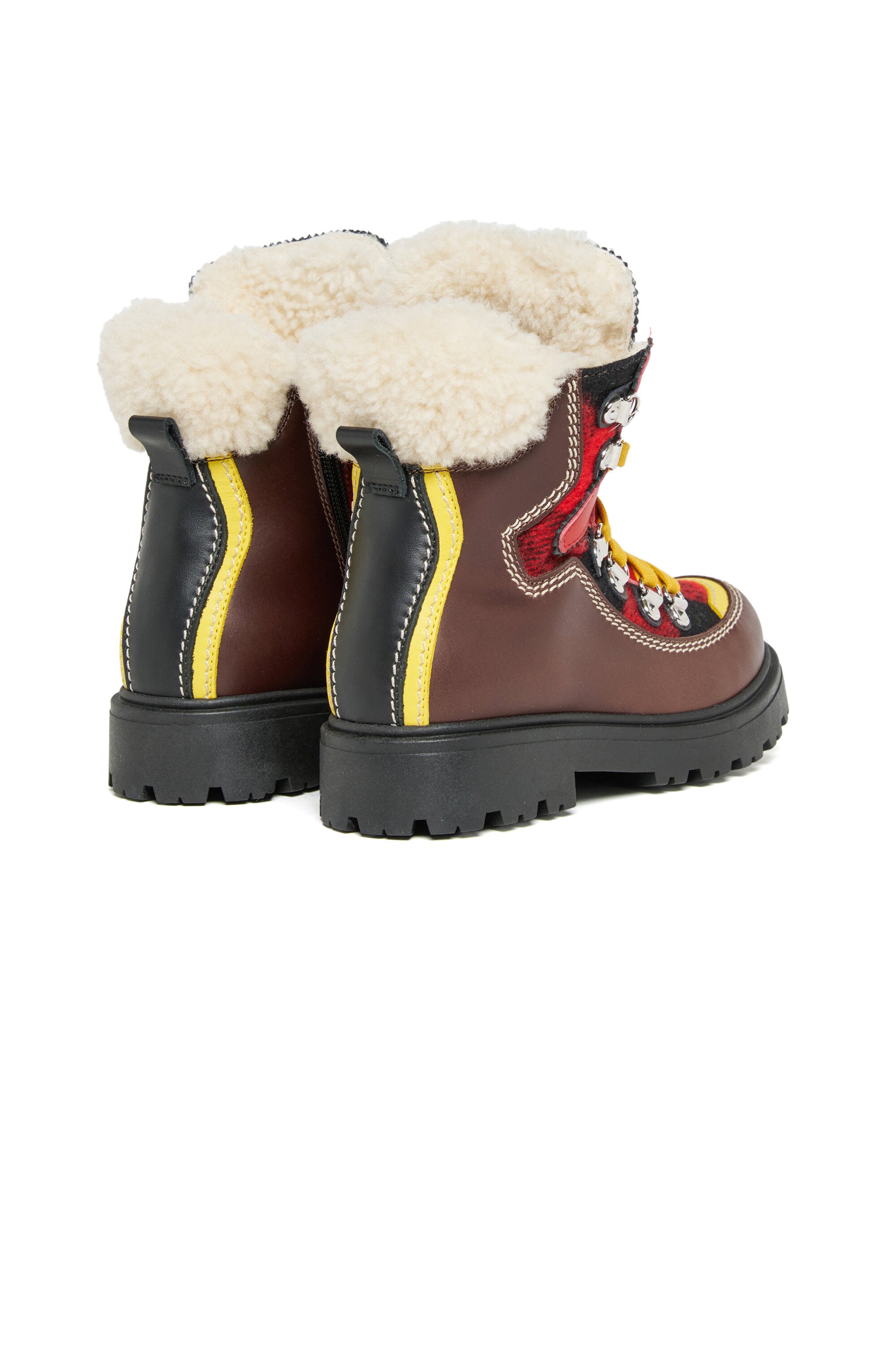 カラーブロック・レザー・ハイキング・ブーツ