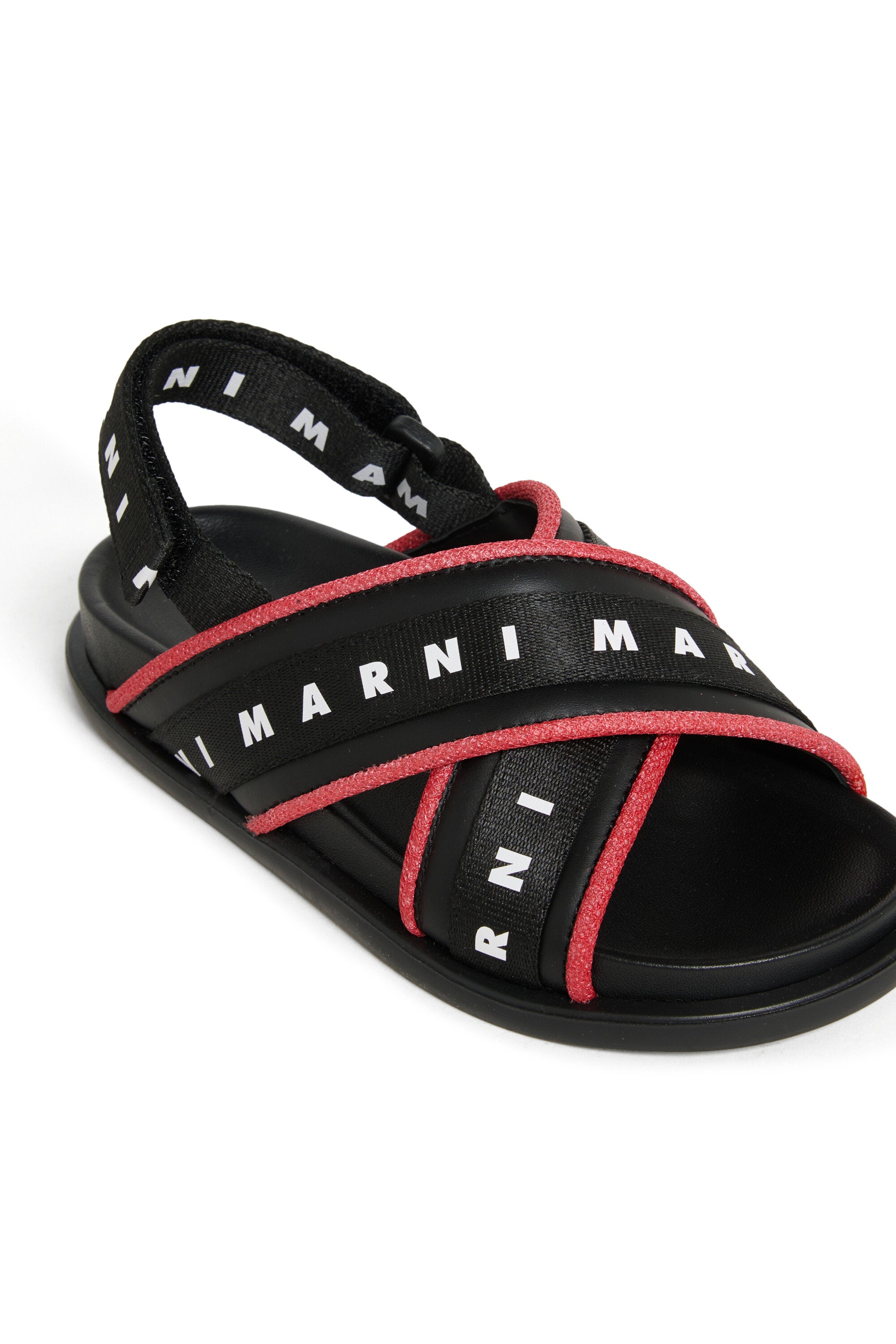 Sandals with cross-strap logo