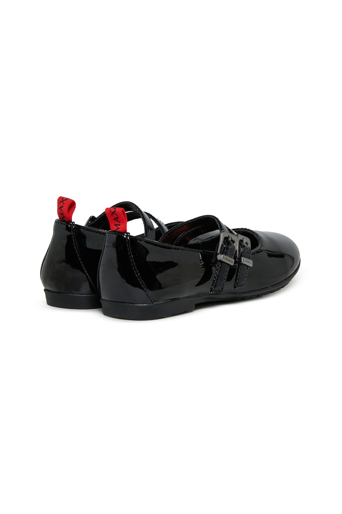Patent ballet flats with double buckle