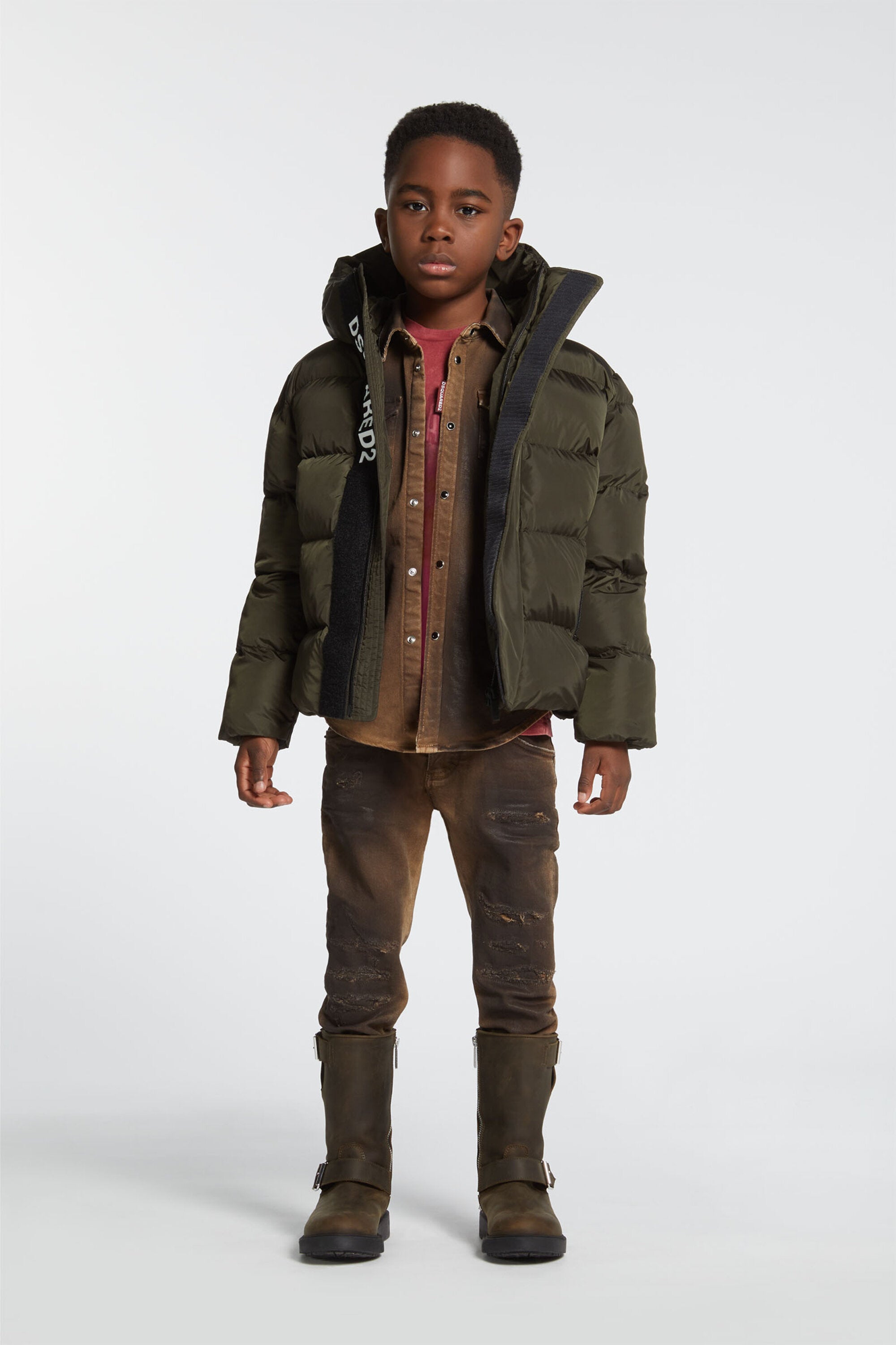 フードとDSQUARED2ロゴ入りパッド入りジャケット