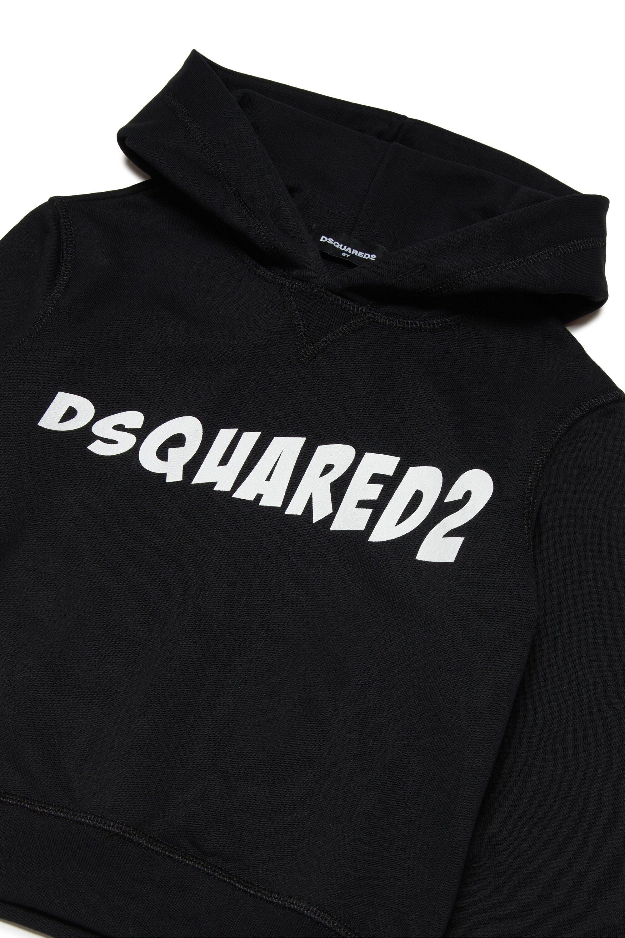 キッズDSQUARED2 ロゴ入りコットンウールーム風フード付きスウェット