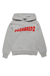 キッズDSQUARED2 コットンメランジフード付きスウェットシャツ（ロゴ