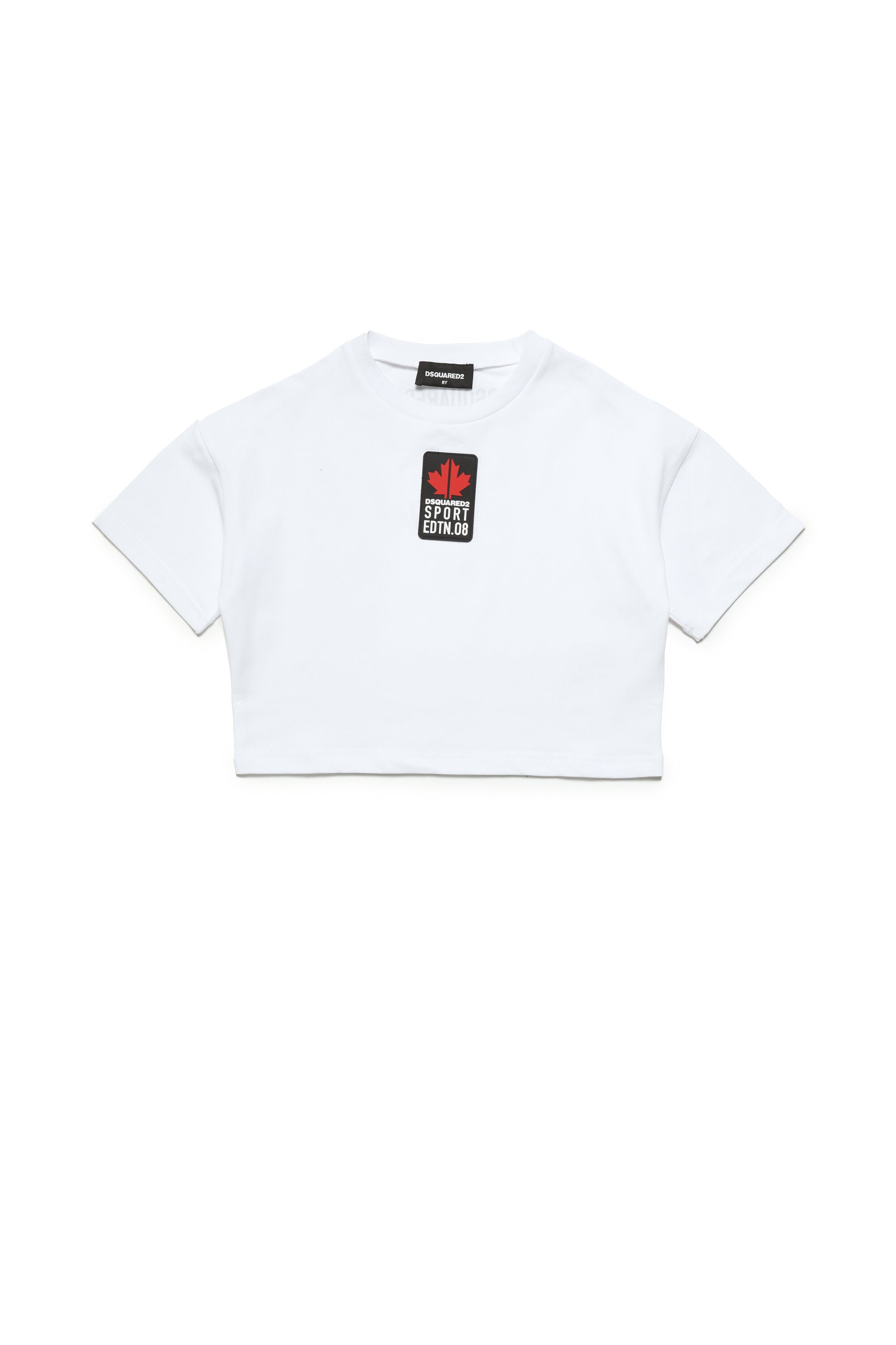 Dsquared2 girl Cropped crew-neck jersey t-shirt with patch | Brave Kid