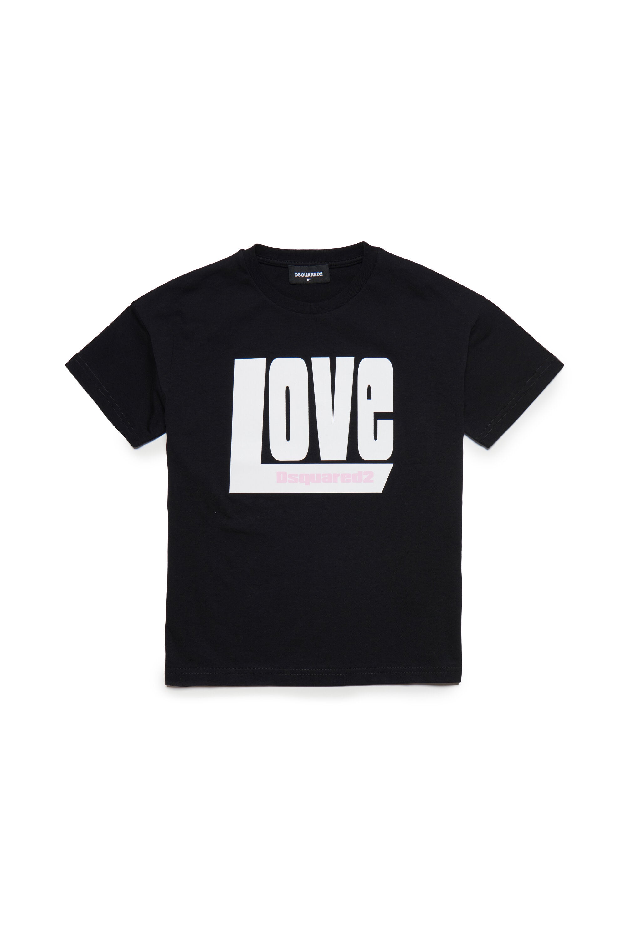 DSQUARED2女の子 クルーネック ジャージーTシャツ（Loveレタリング入り