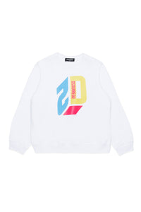 3D effect D2 branded crew-neck sweatshirt