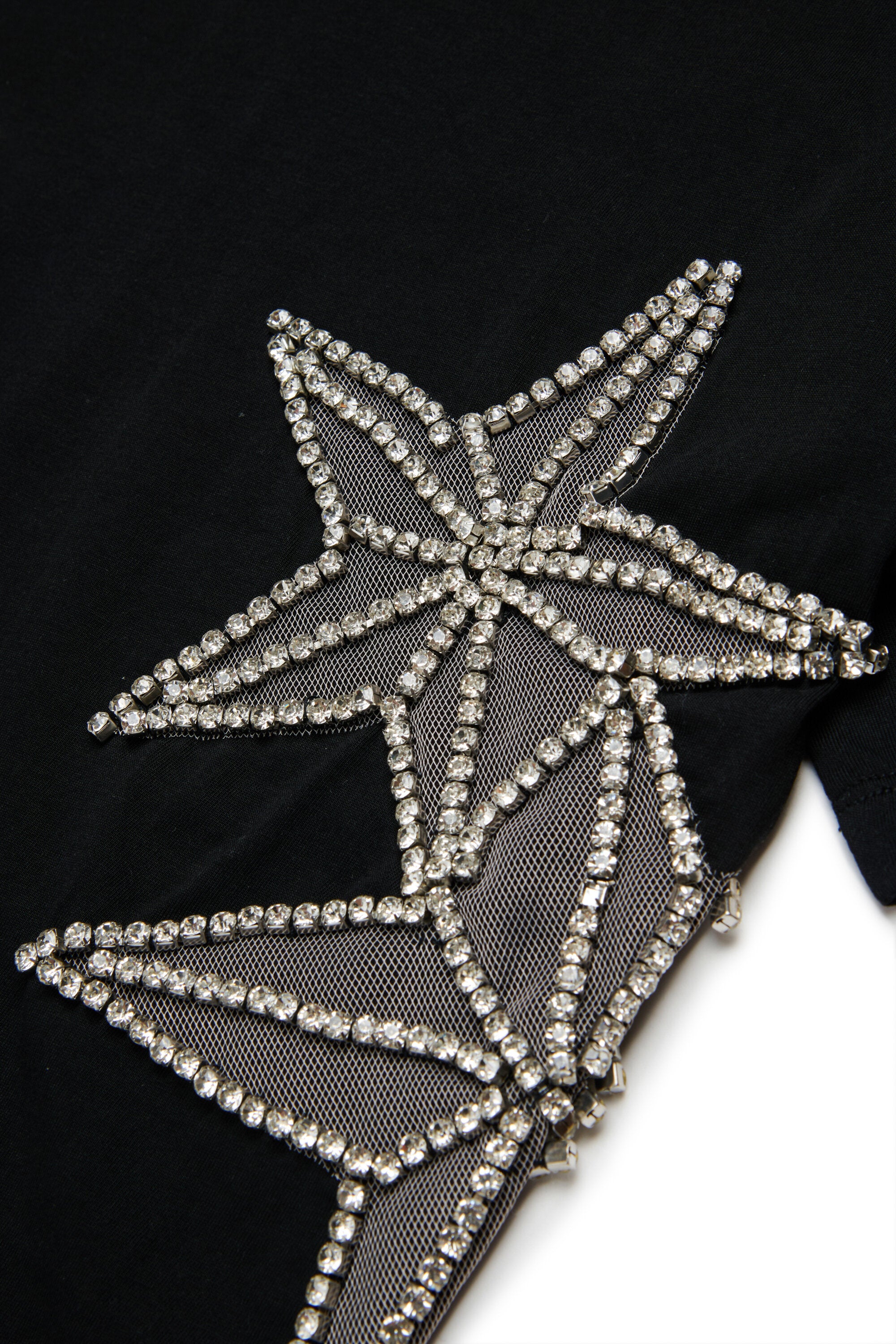 T-shirt with mesh and crystals stars