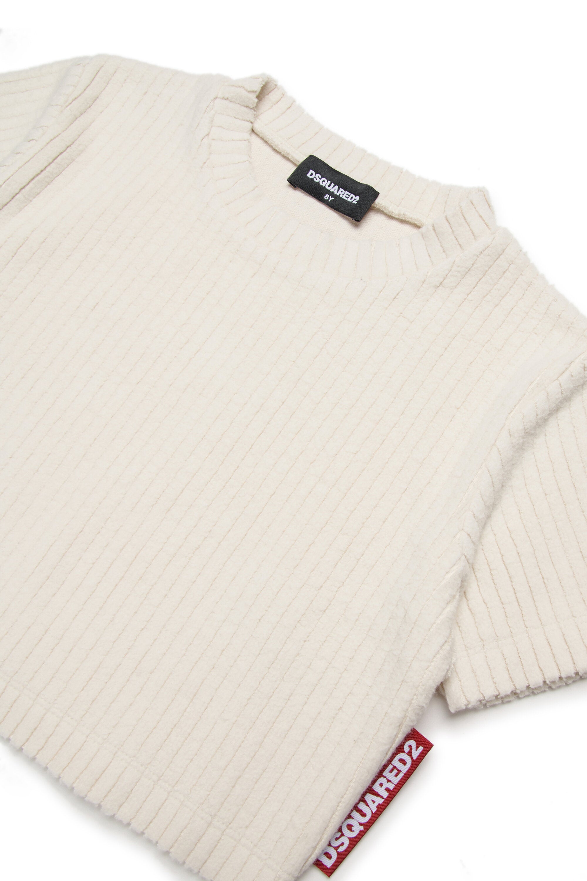 リブ・ベルベット・クロップドTシャツ