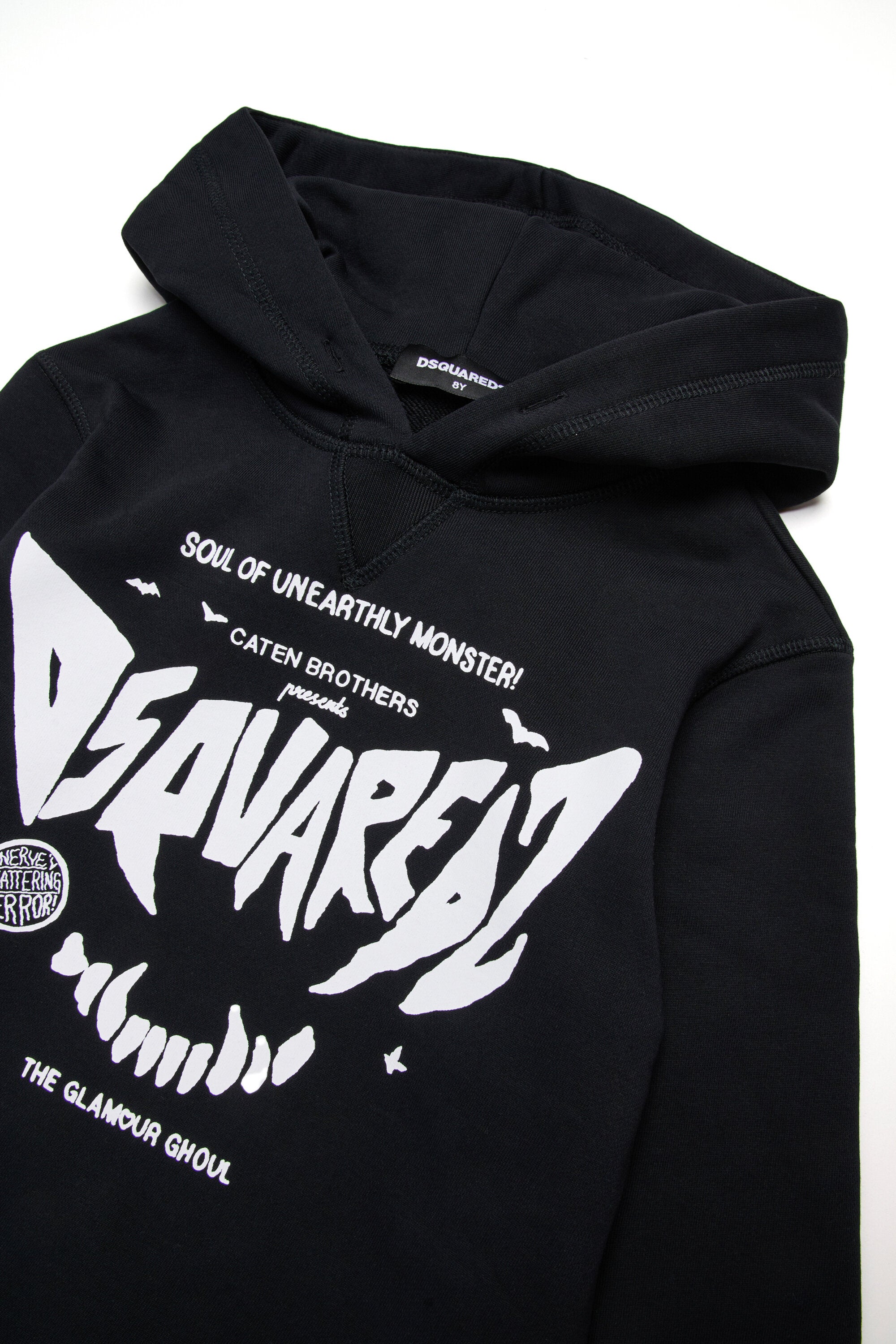 ホラープリントのフード付きスウェットシャツ