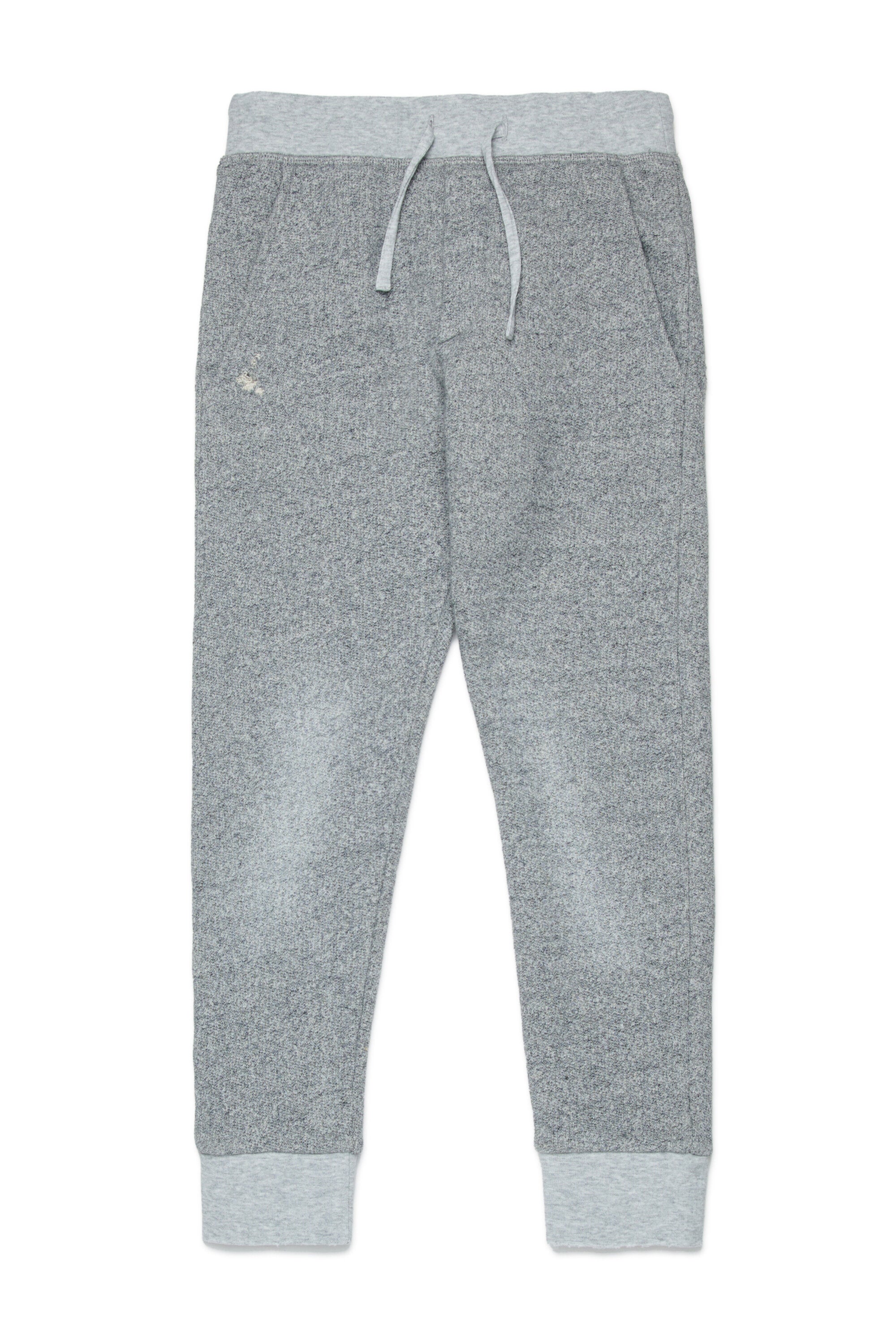 Fleece jogger pants with ruined effect