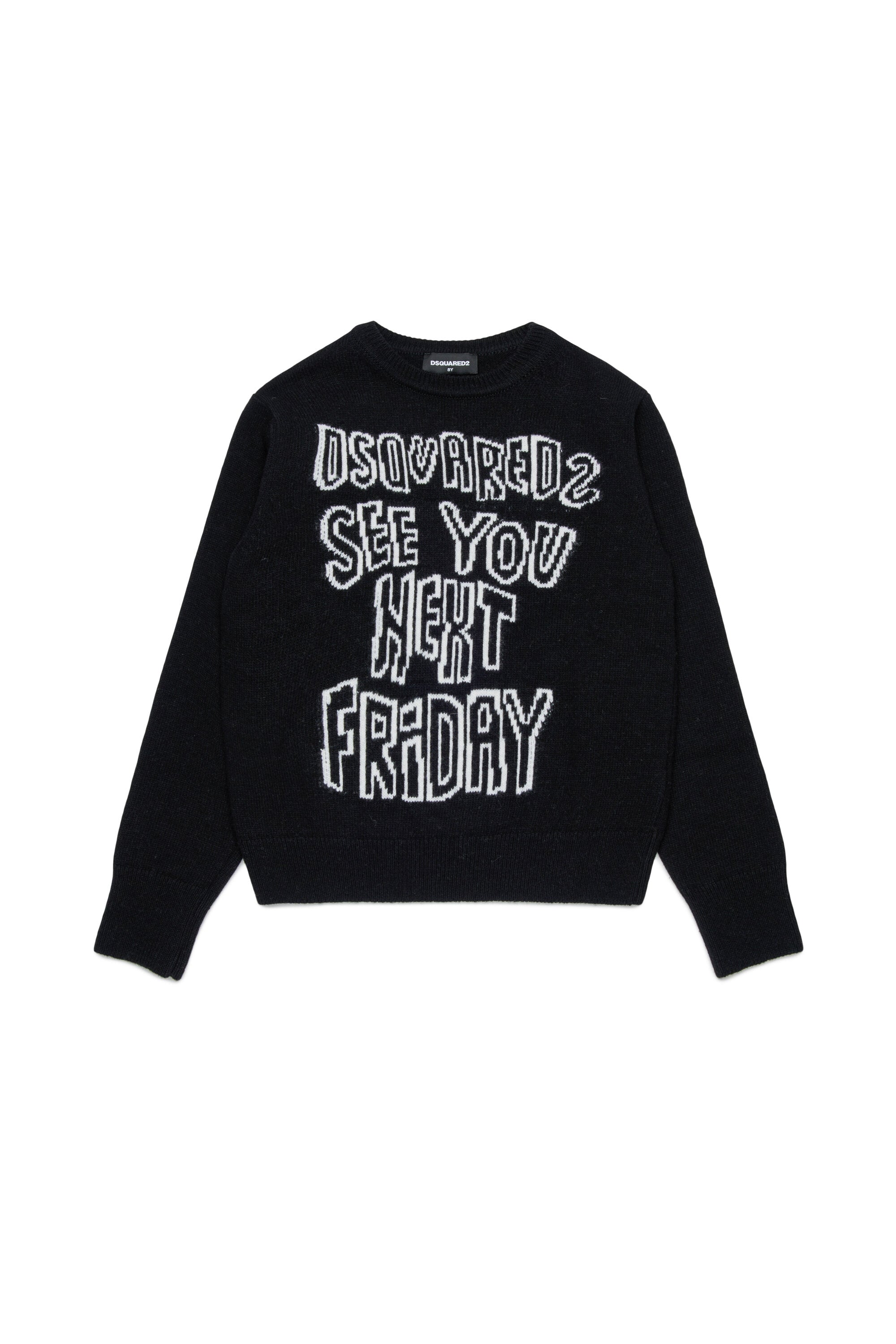 レタリング入りウール混プルオーバー