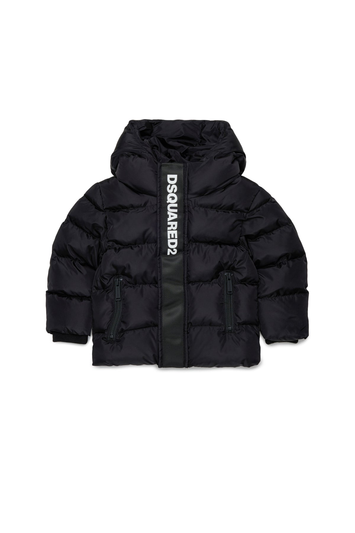 Long padded jacket with logo