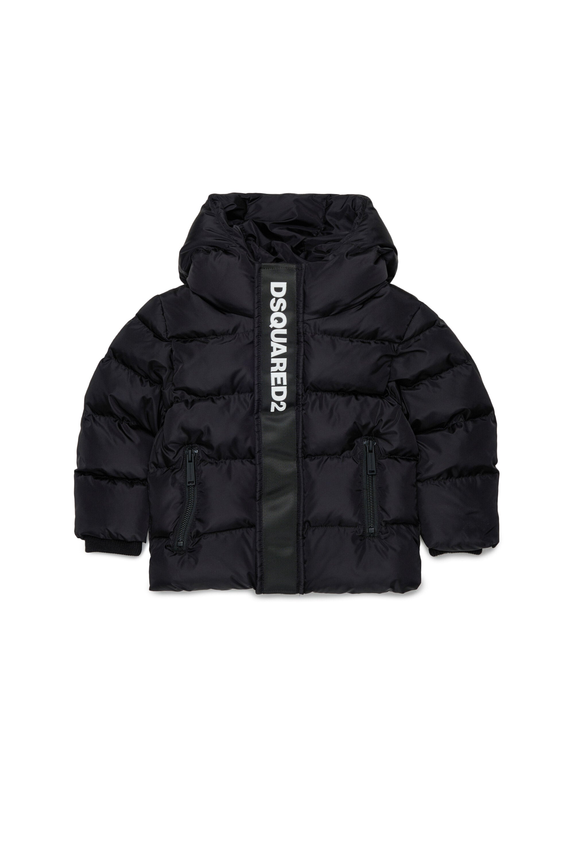 Long padded jacket with logo