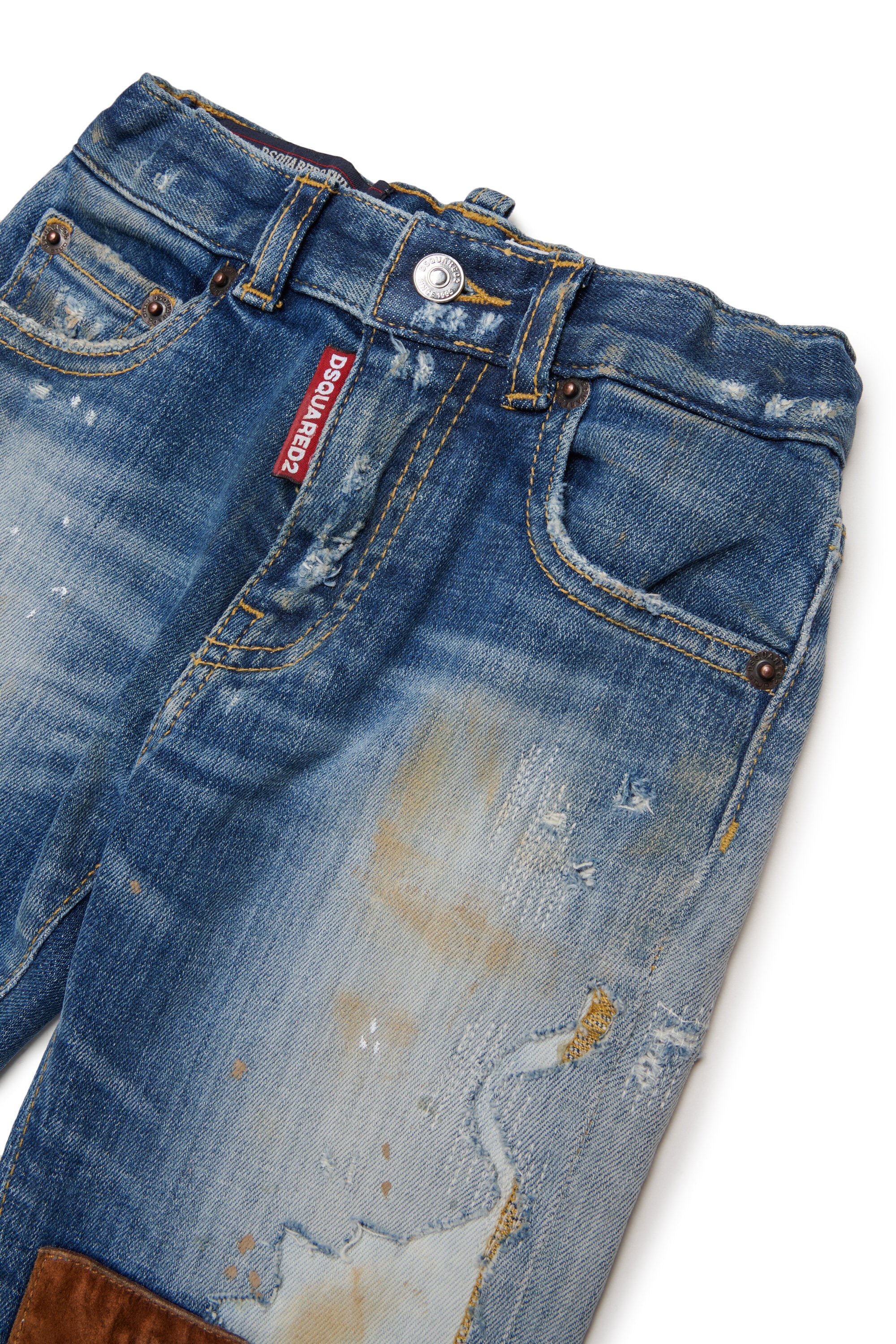 Regular jeans with used effect patchwork - Loose