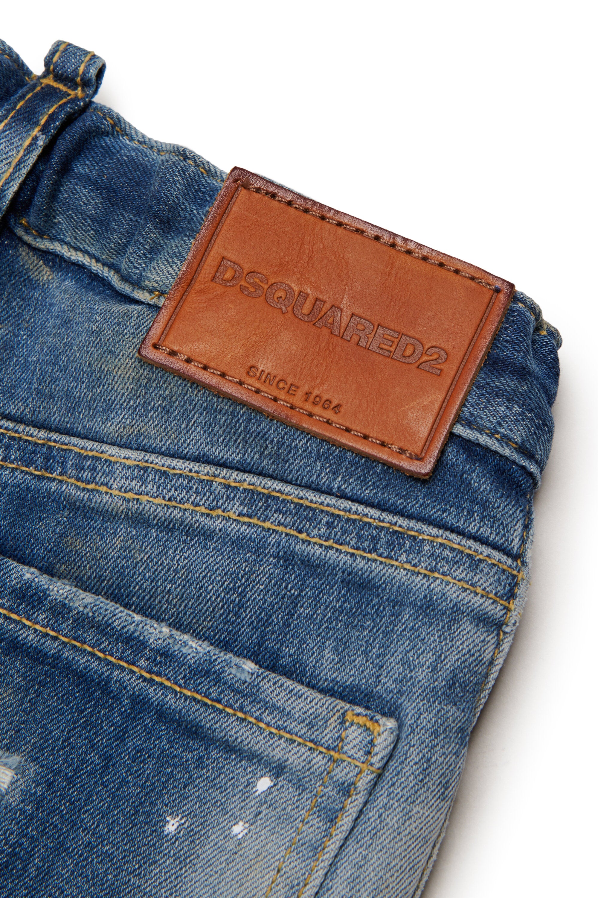 Regular jeans with used effect patchwork - Loose
