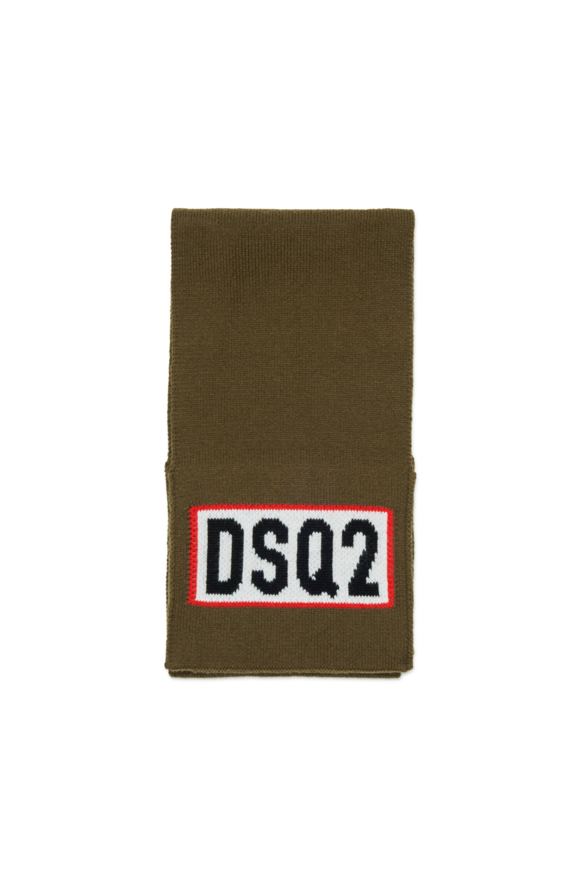 Wool-blend scarf with DSQ2 logo