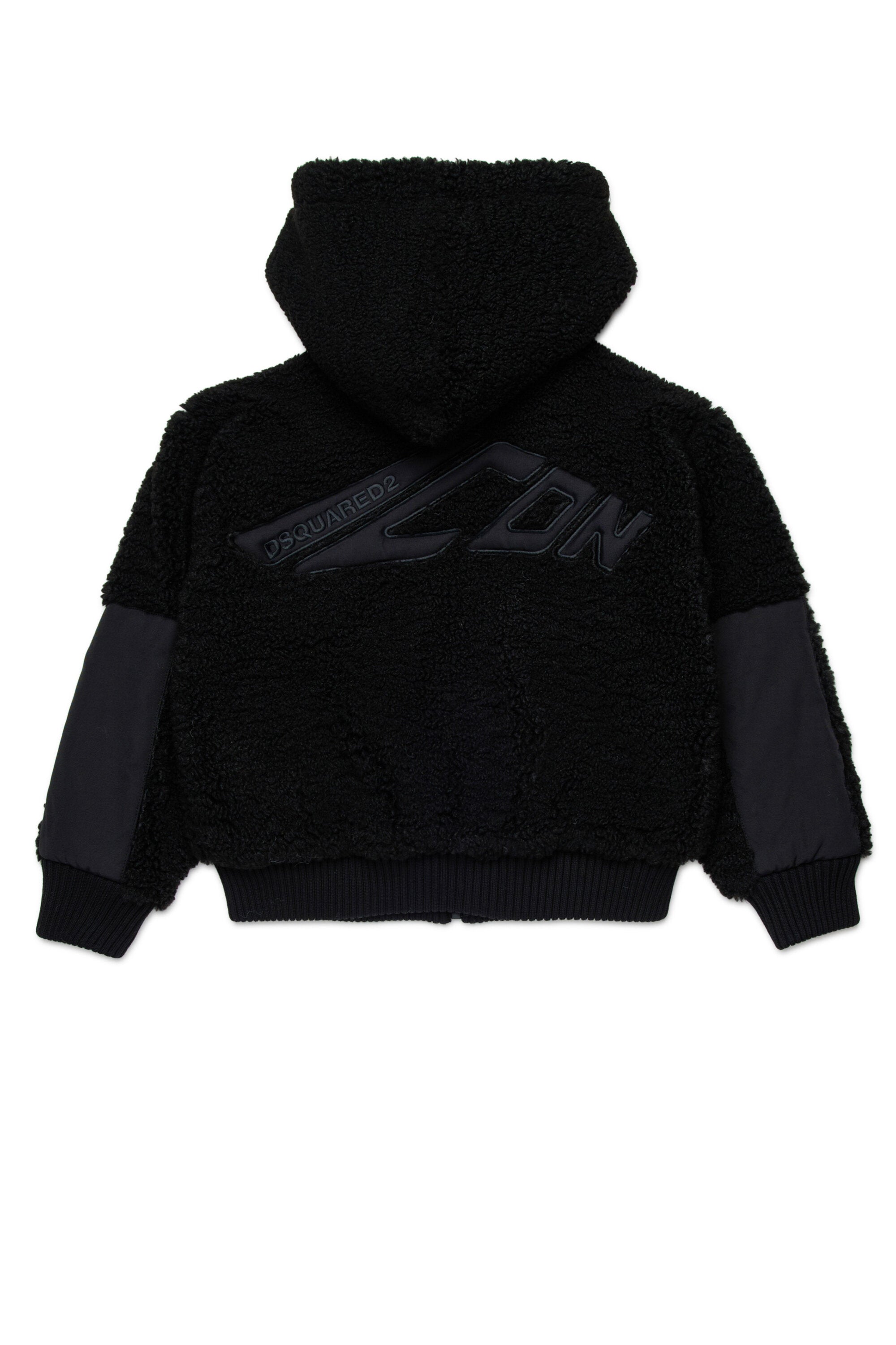 Teddy hooded jacket with maxi logo