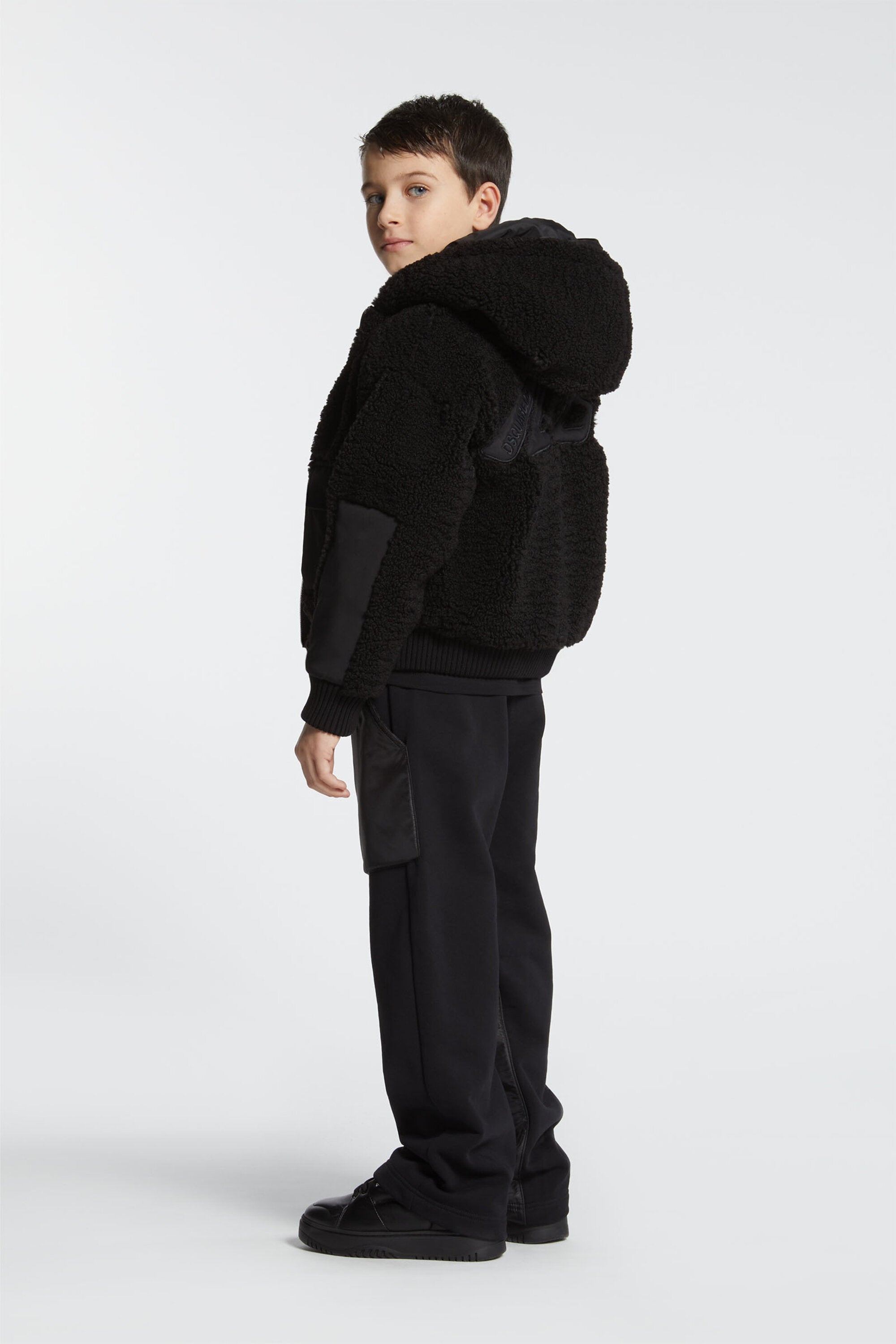 Teddy hooded jacket with maxi logo