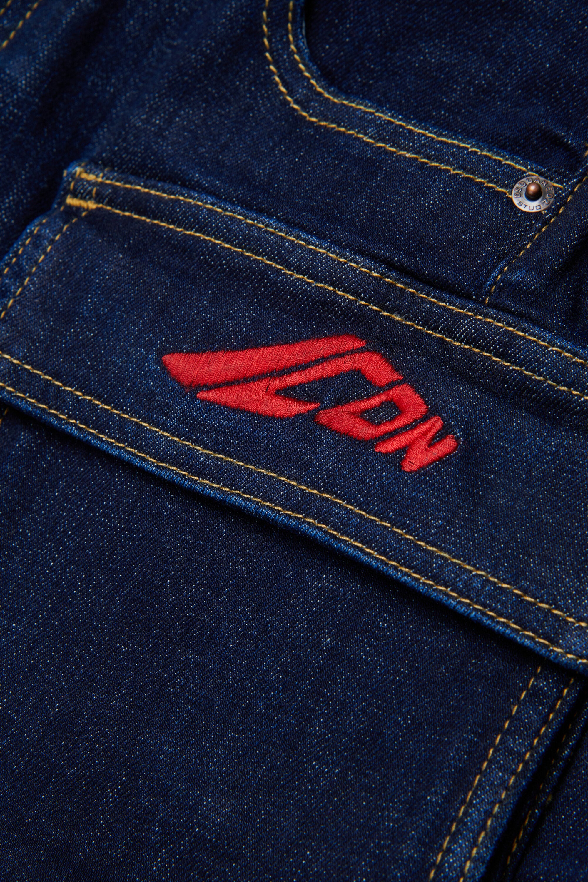 Dark blue denim cargo mini skirt