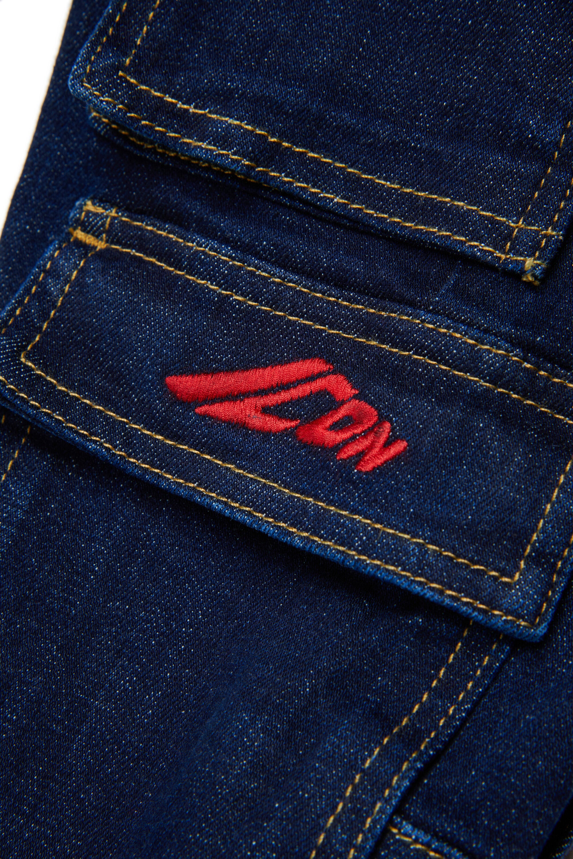 Regular dark blue denim cargo jeans