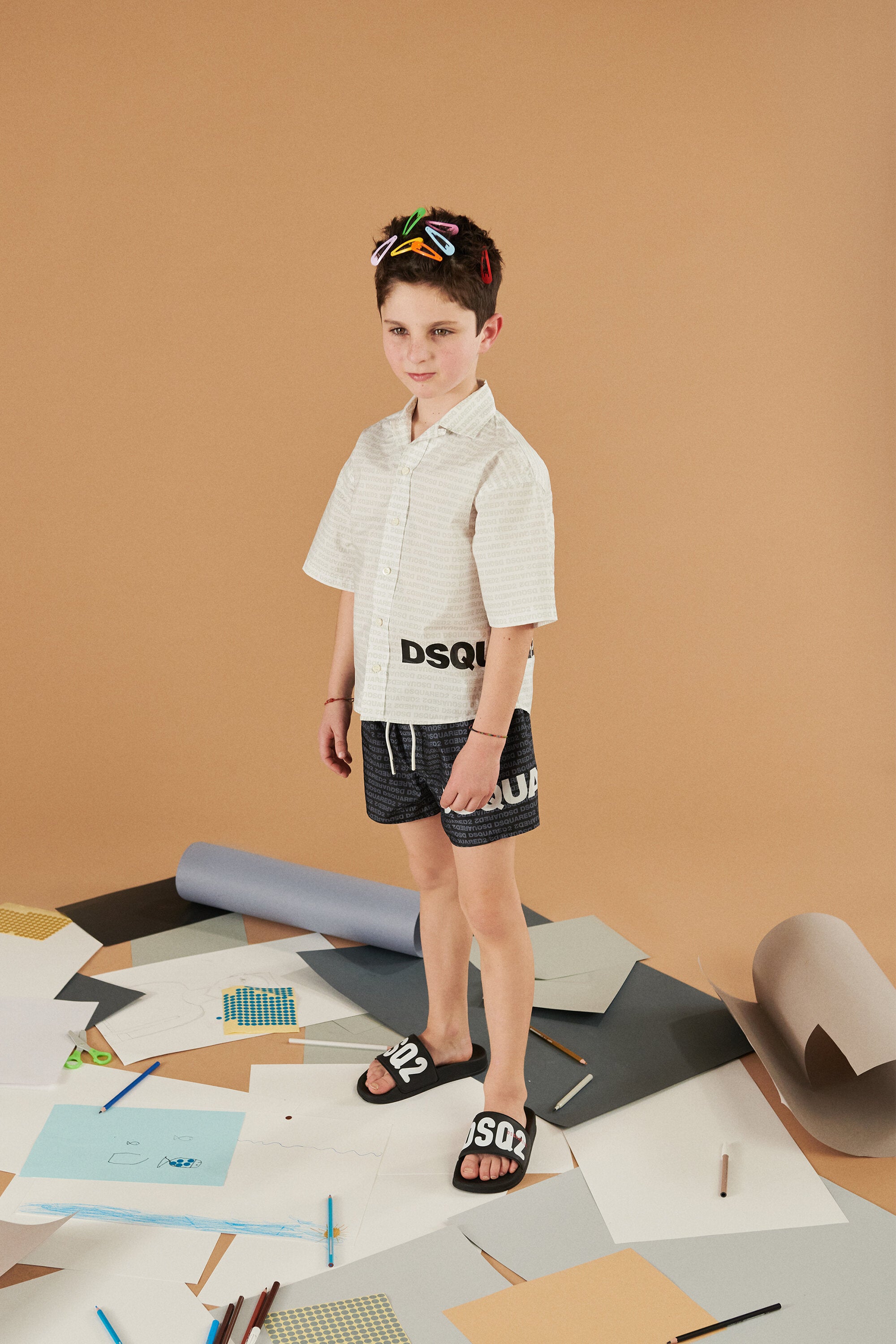 ロゴ入りボクサー水着