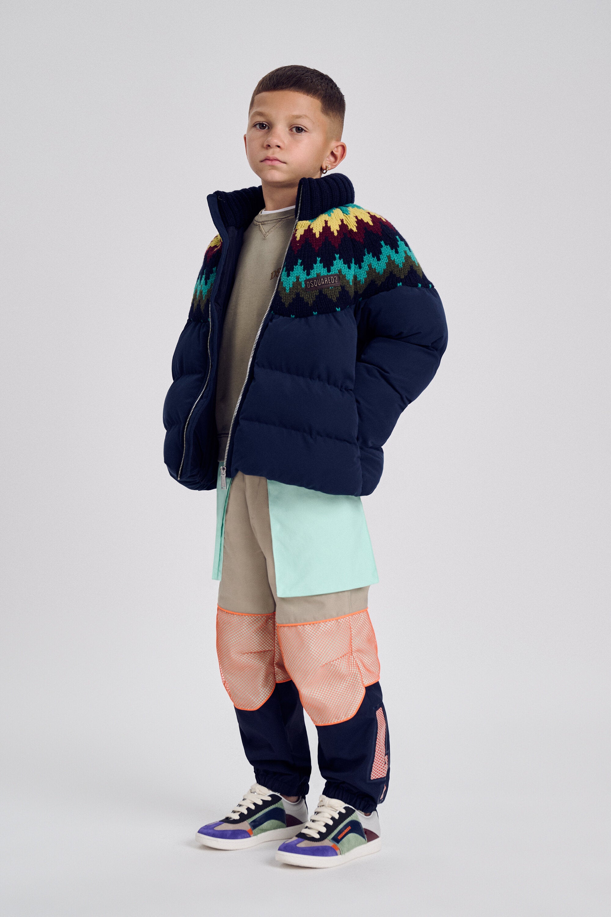 Padded jacket with printed logo