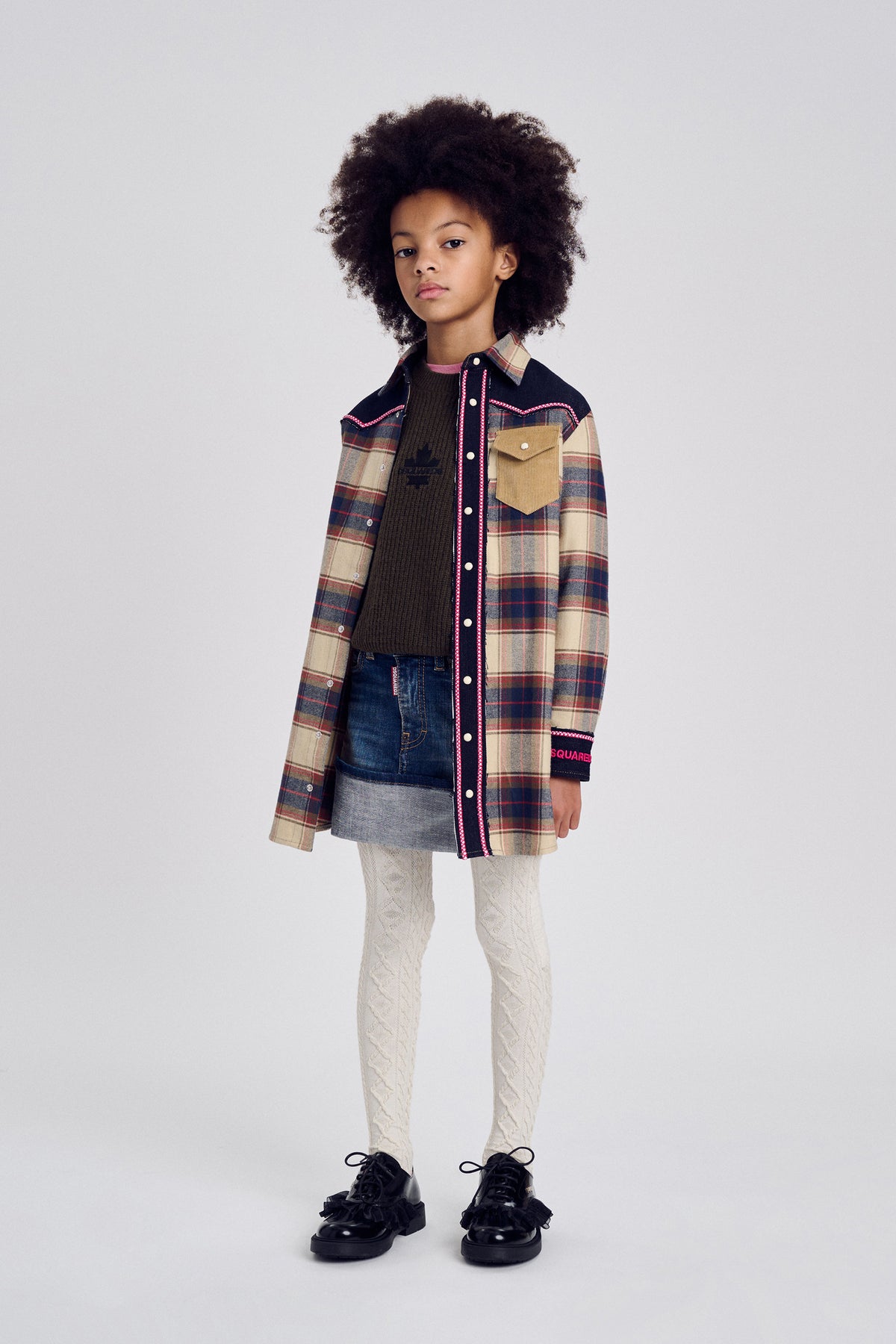 Plaid shirt with logo