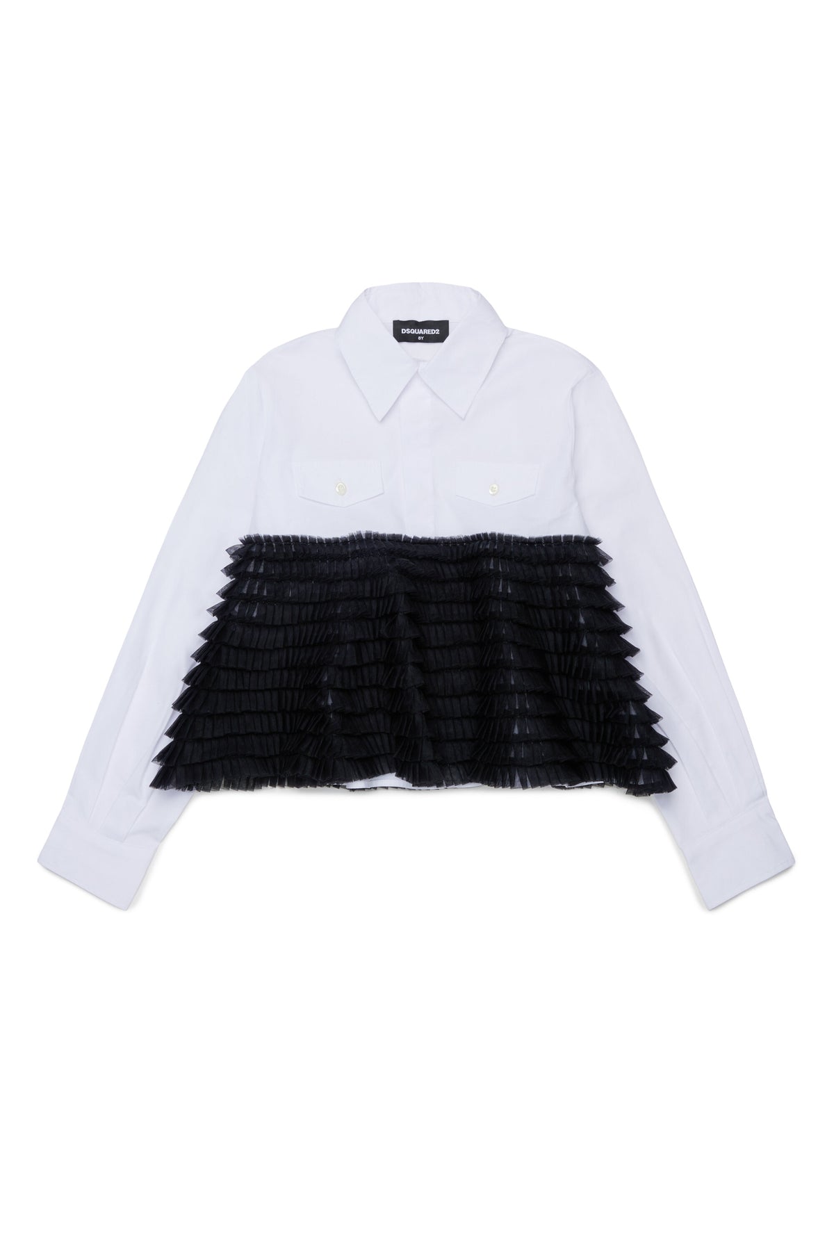 Long-sleeve shirt with ruffles