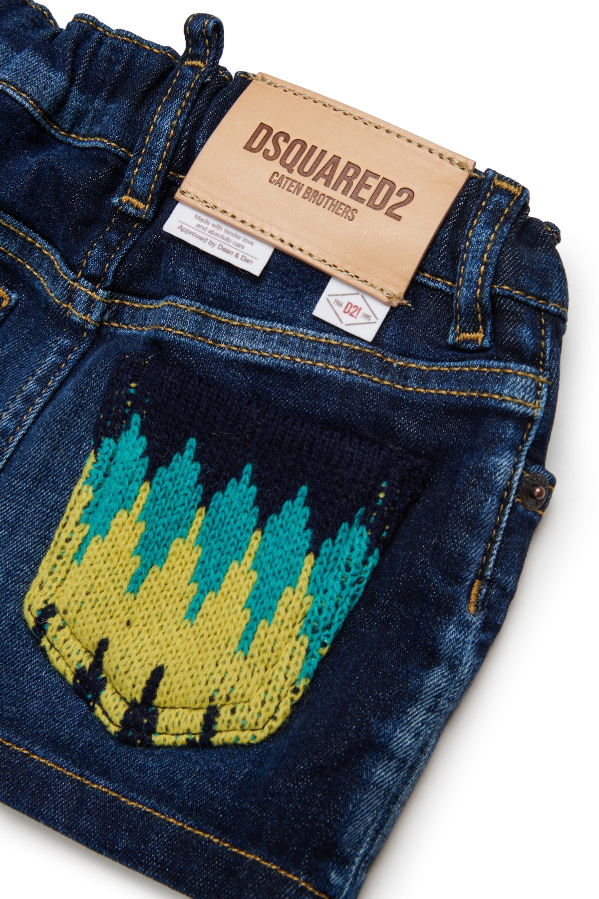 Denim mini skirt with embroidery
