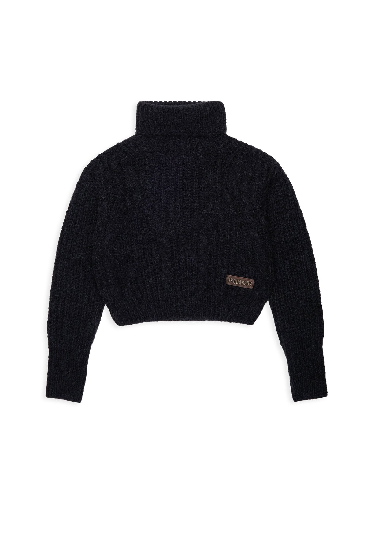 Cable-knit turtleneck with logo