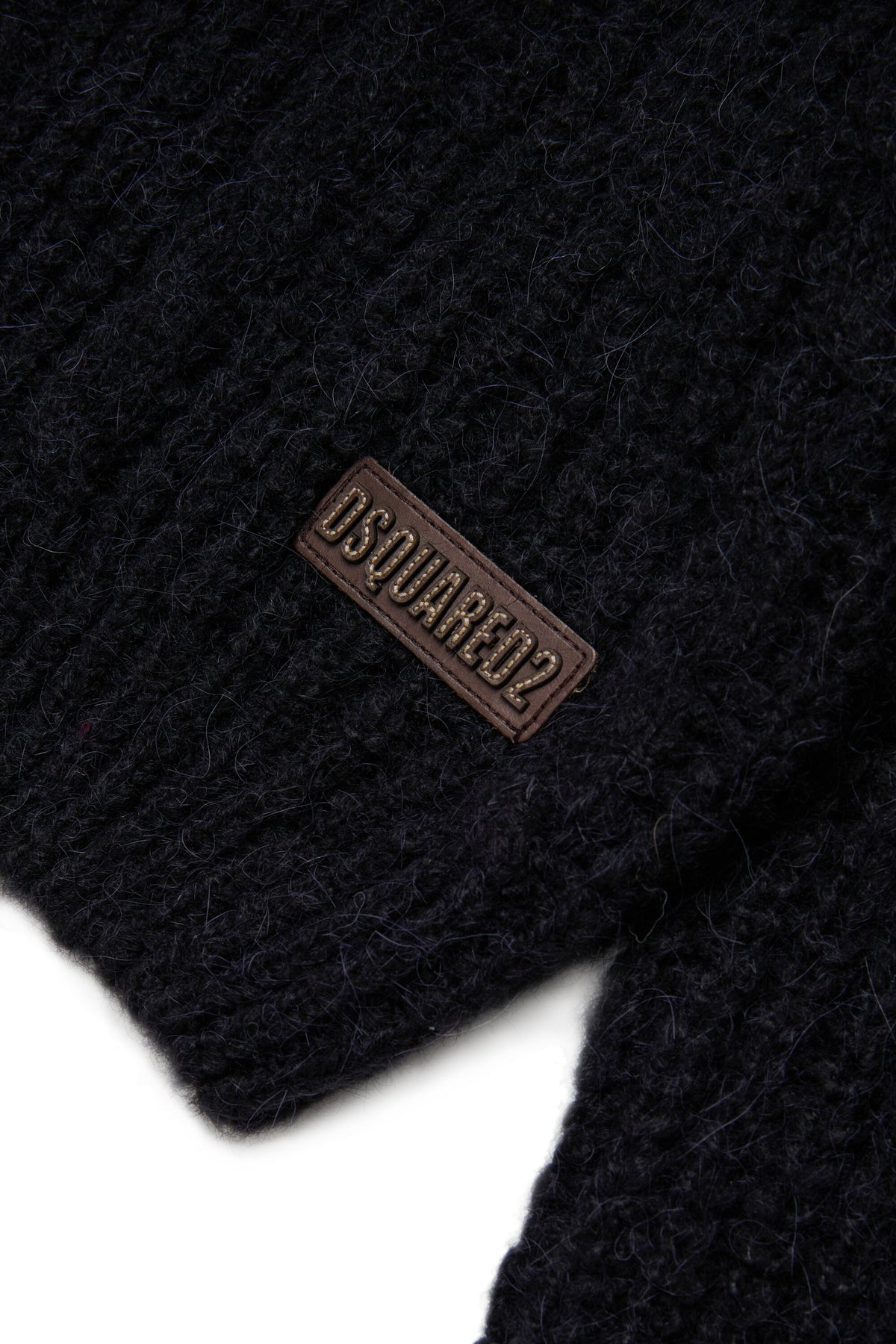 Cable-knit turtleneck with logo