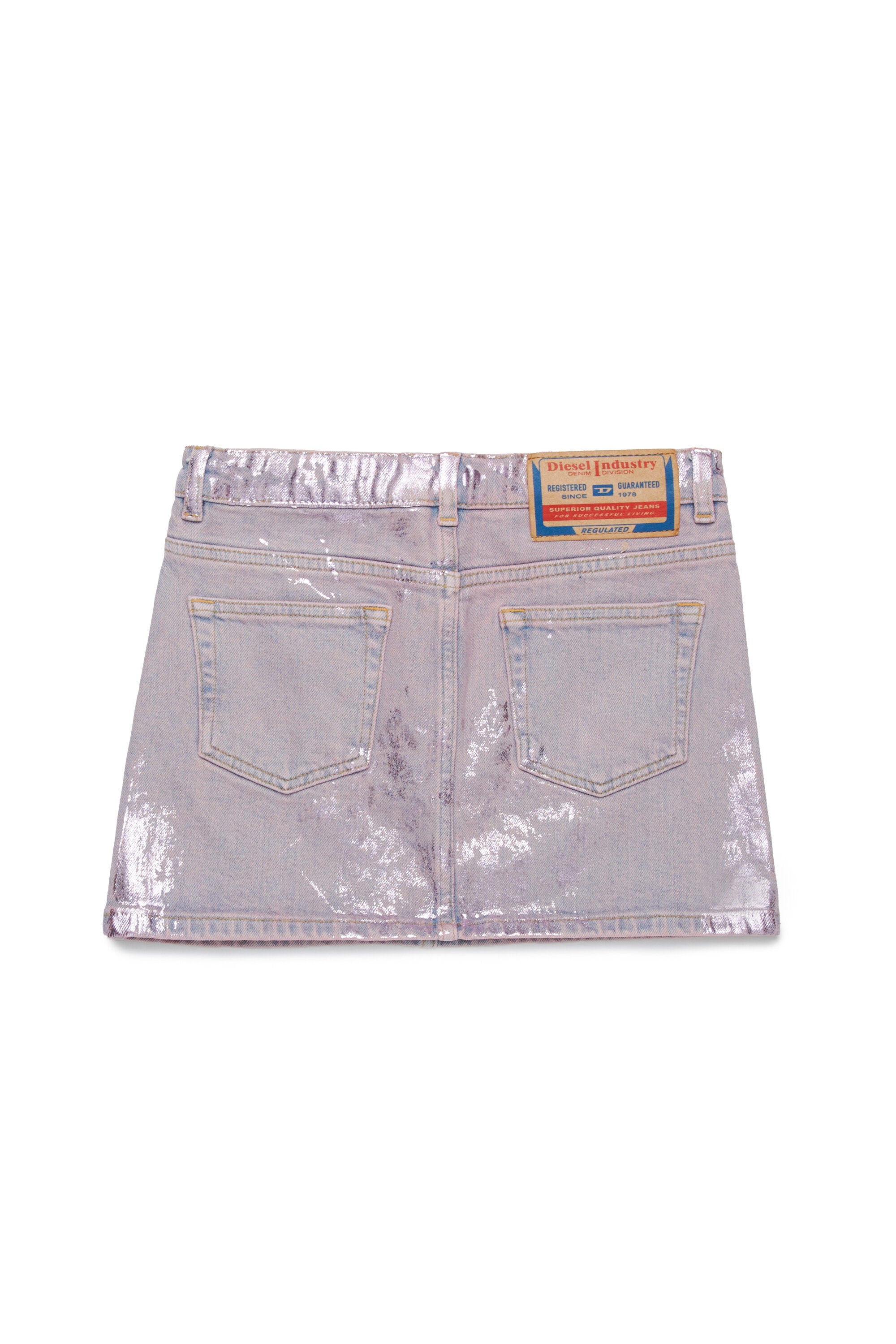 Denim skirt with mylar finishing