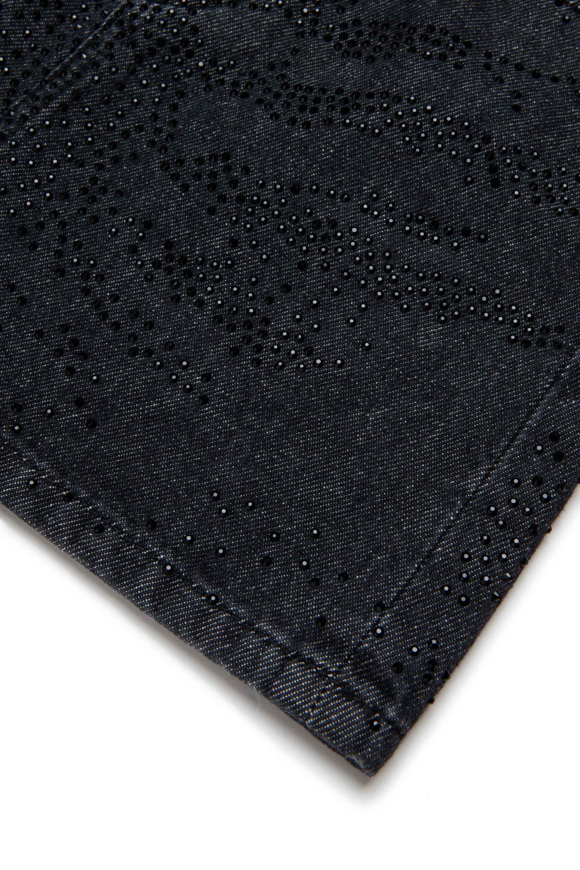 Black denim mini skirt with hotfix