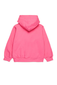 Hooded cotton sweatshirt with zip and logo