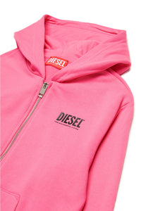 Hooded cotton sweatshirt with zip and logo