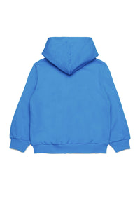 Hooded cotton sweatshirt with zip and logo